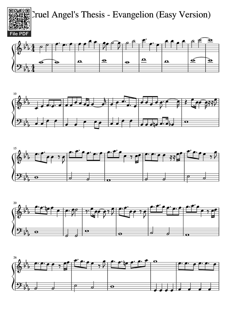 A Cruel Angel's Thesis X Pathetique Sonata 1st Movement Piano Sheet Music Page 1 Free PDF