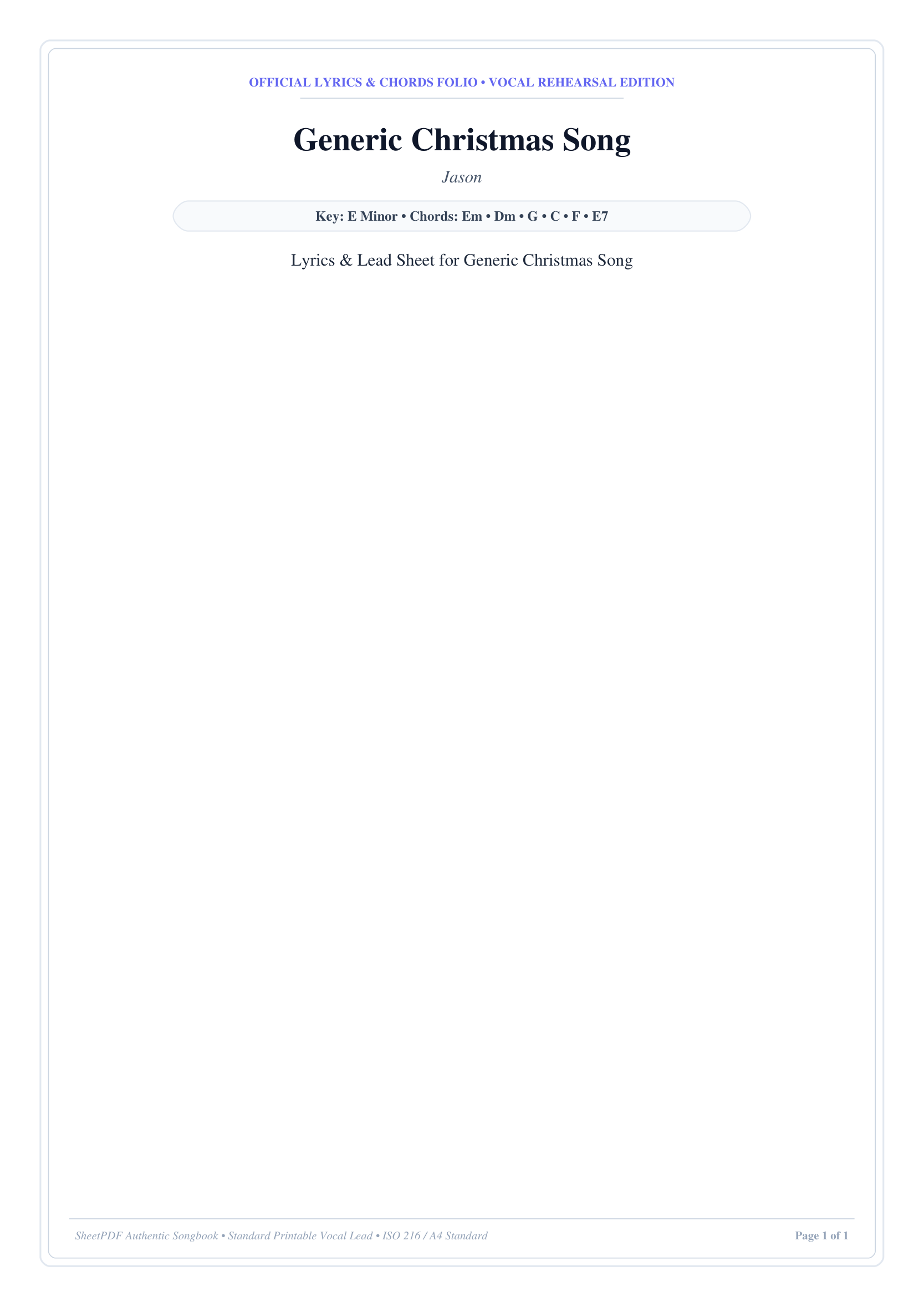 Generic Christmas Song Piano Sheet Music Page 1 Free PDF