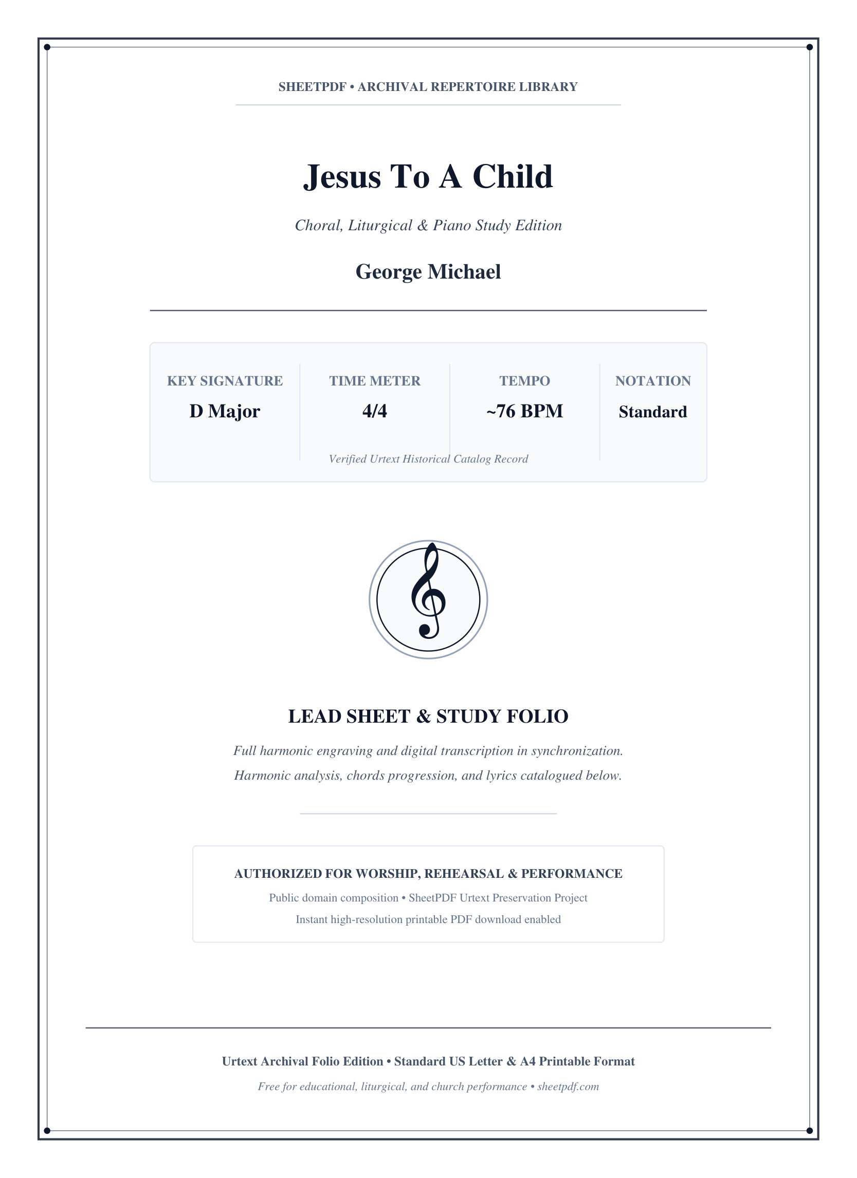 Jesus To A Child Piano Sheet Music Score Page 1