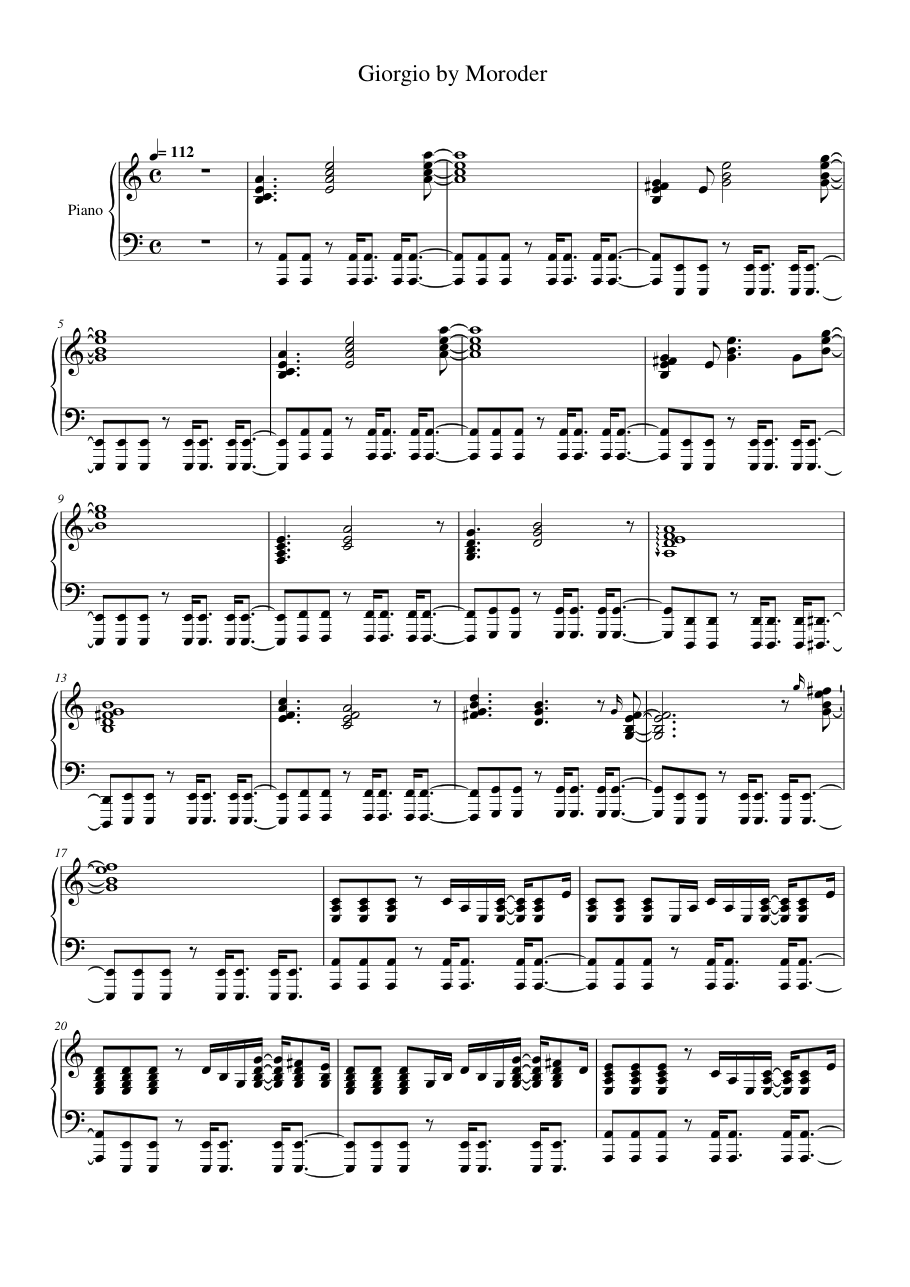 Giorgio by Moroder Lyrics & Chords Folio