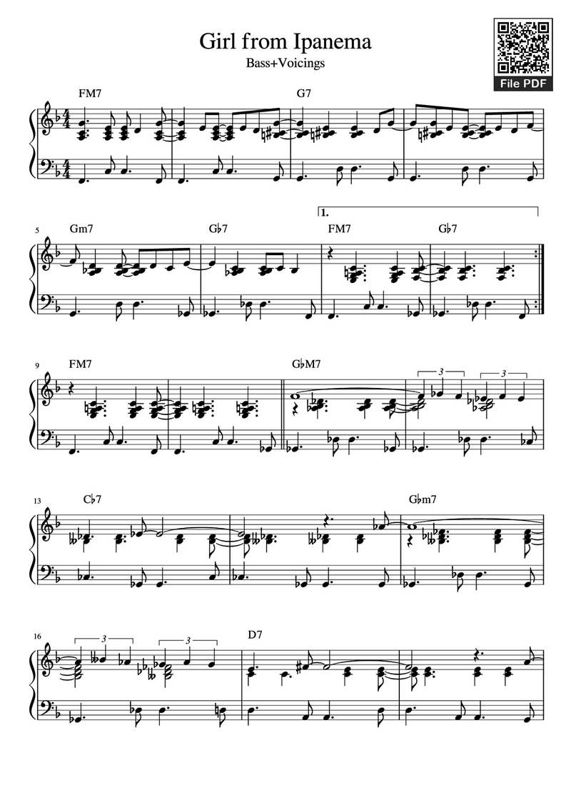 Girl from Ipanema Piano Sheet Music Page 1 Free PDF