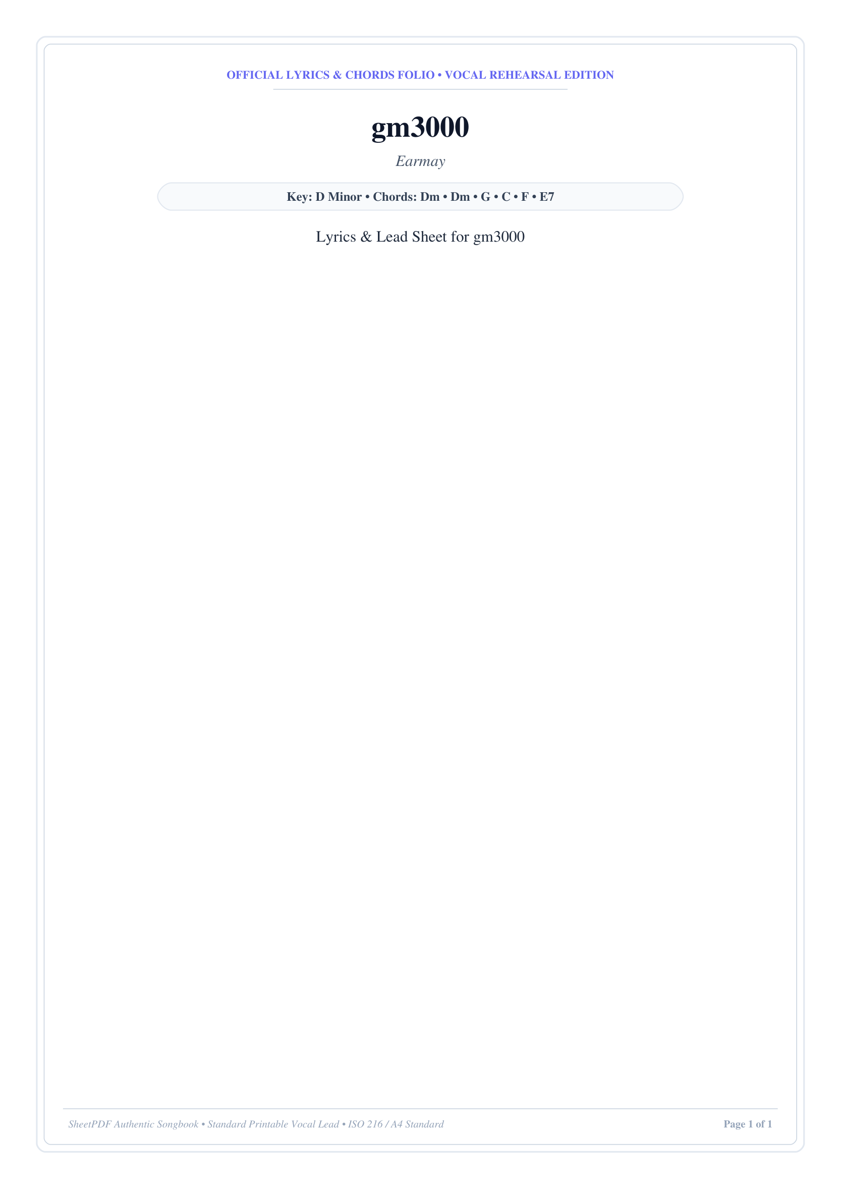 gm3000 Piano Sheet Music Page 1 Free PDF