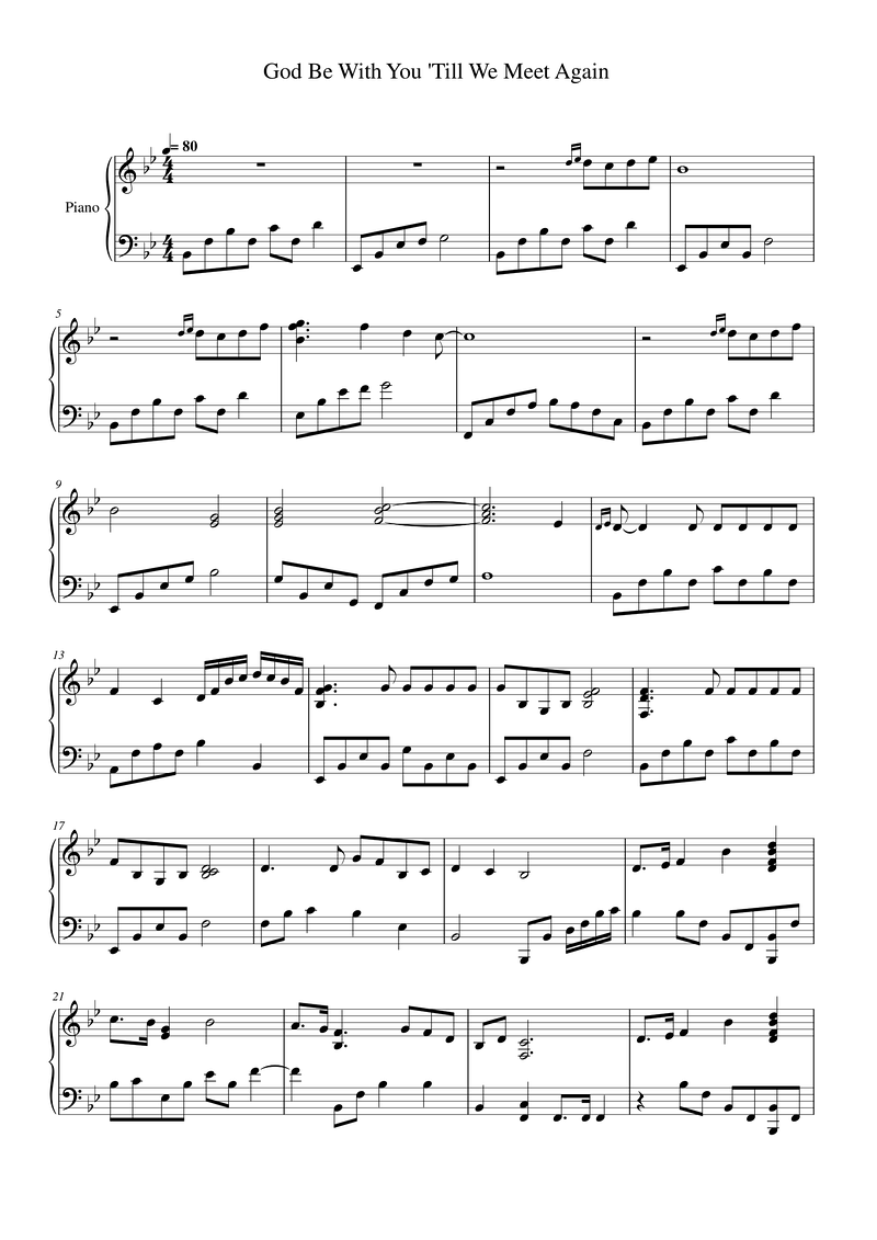 God Be With You 'Till We Meet Again Piano Sheet Music Page 1 Free PDF
