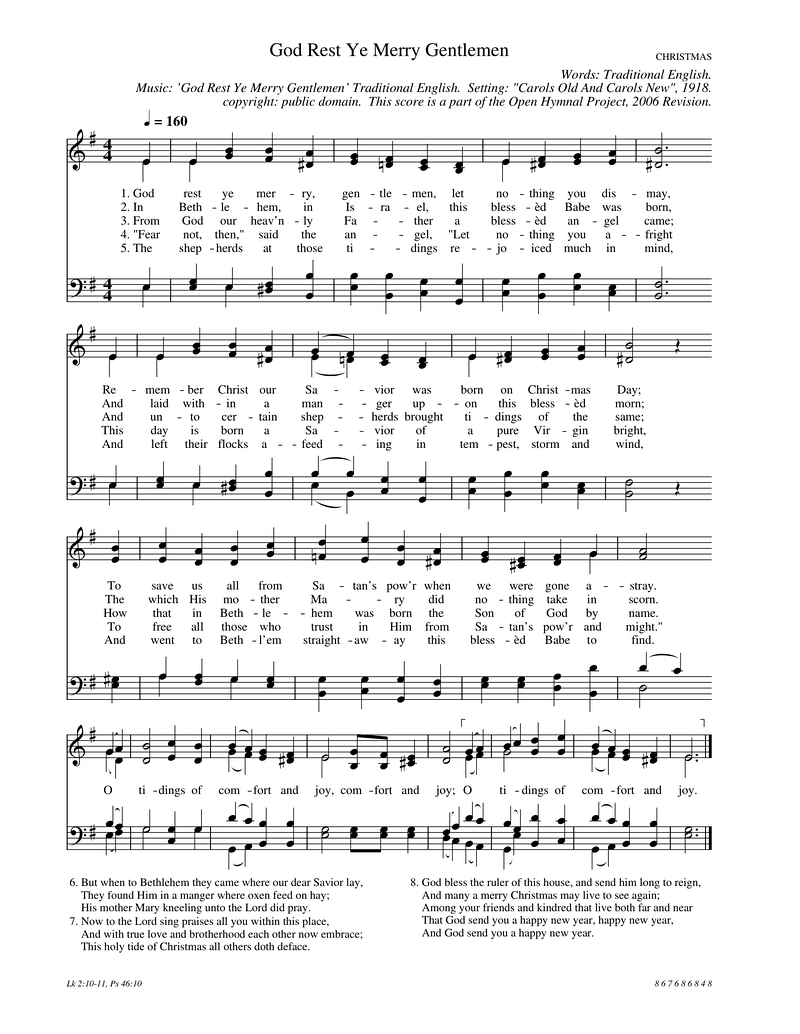 God Rest Ye Merry Gentlemen Piano Sheet Music Page 1 Free PDF