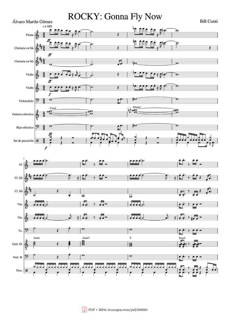 Gonna Fly Now Piano Sheet Music Page 1 Free PDF