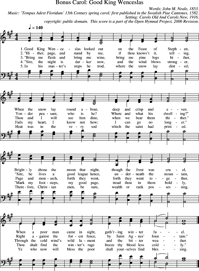 Good King Wenceslas Piano Sheet Music Page 1 Free PDF