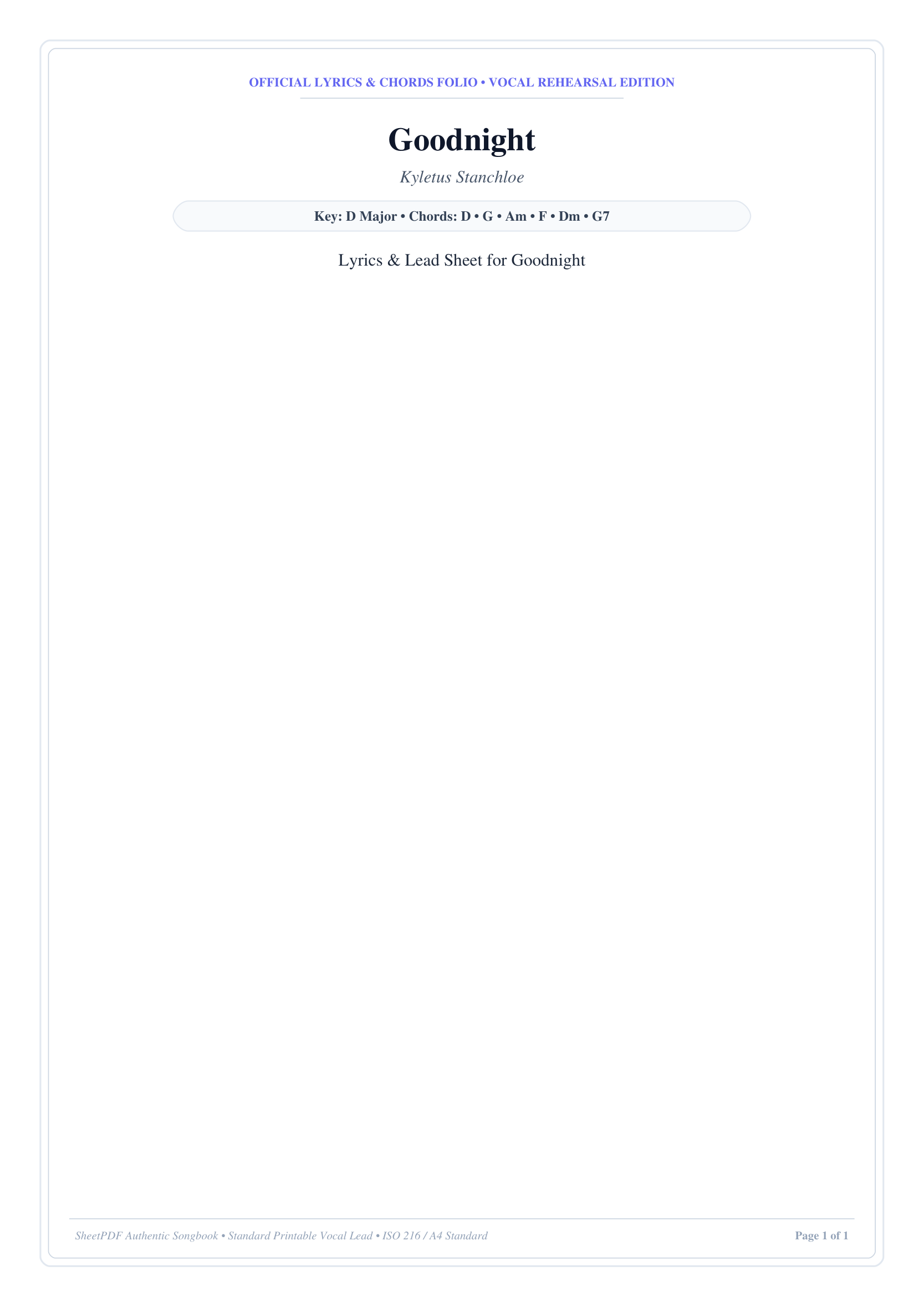 Goodnight Piano Sheet Music Page 1 Free PDF