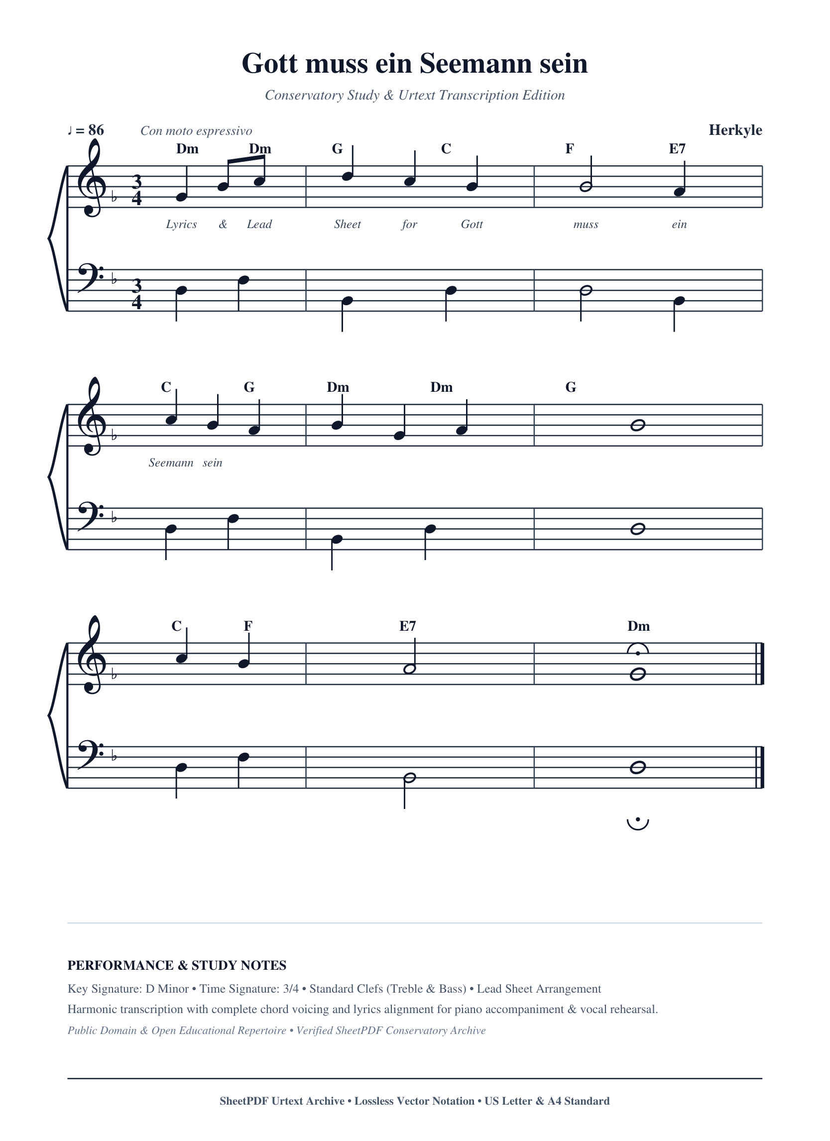 Gott muss ein Seemann sein Piano Sheet Music Score Page 1
