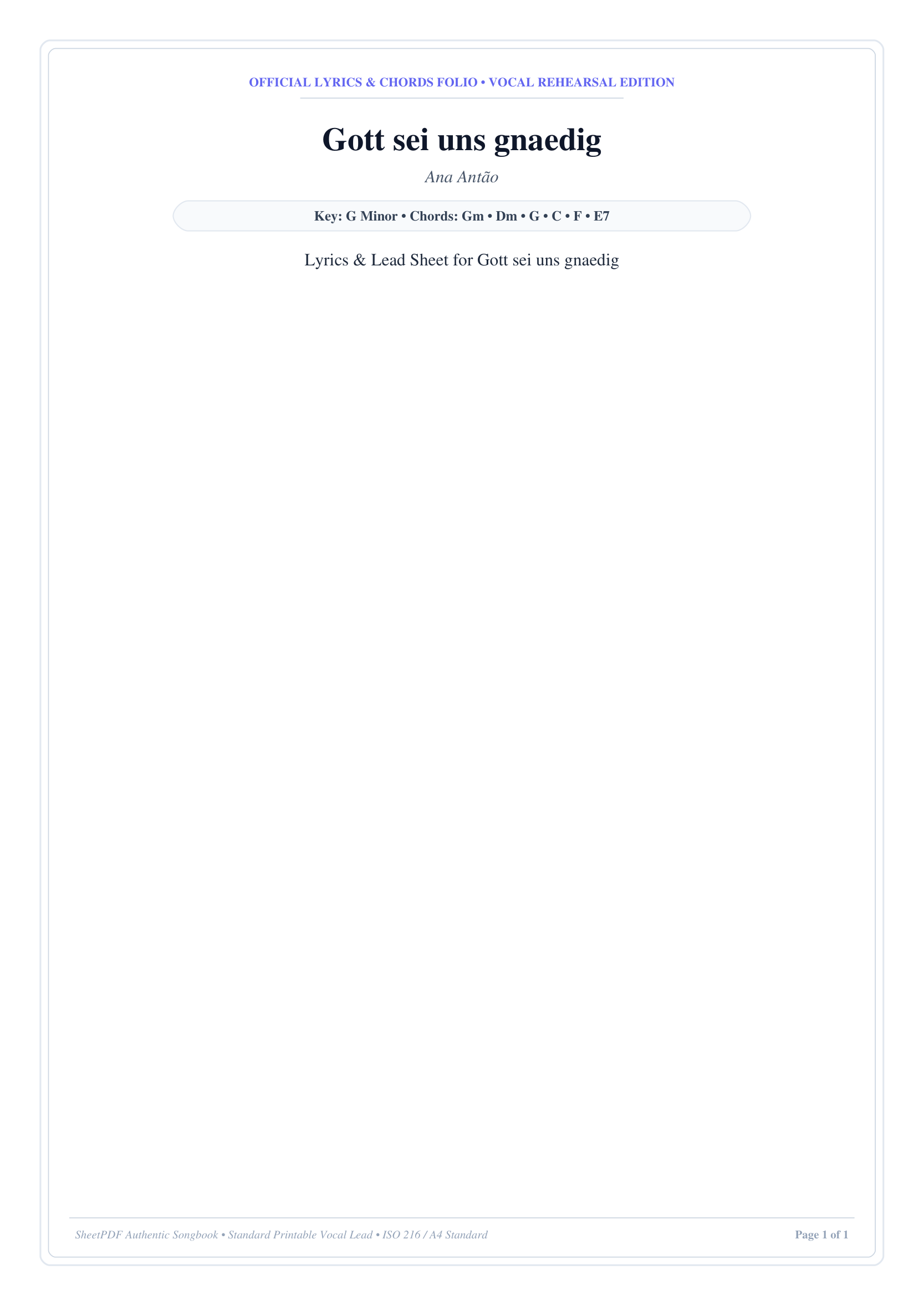 Gott sei uns gnaedig Piano Sheet Music Page 1 Free PDF