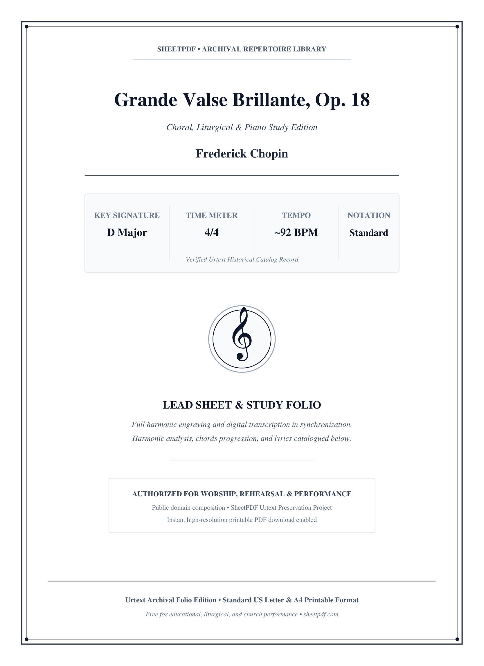 Grande Valse Brillante, Op. 18 Piano Sheet Music Page 1 Free PDF