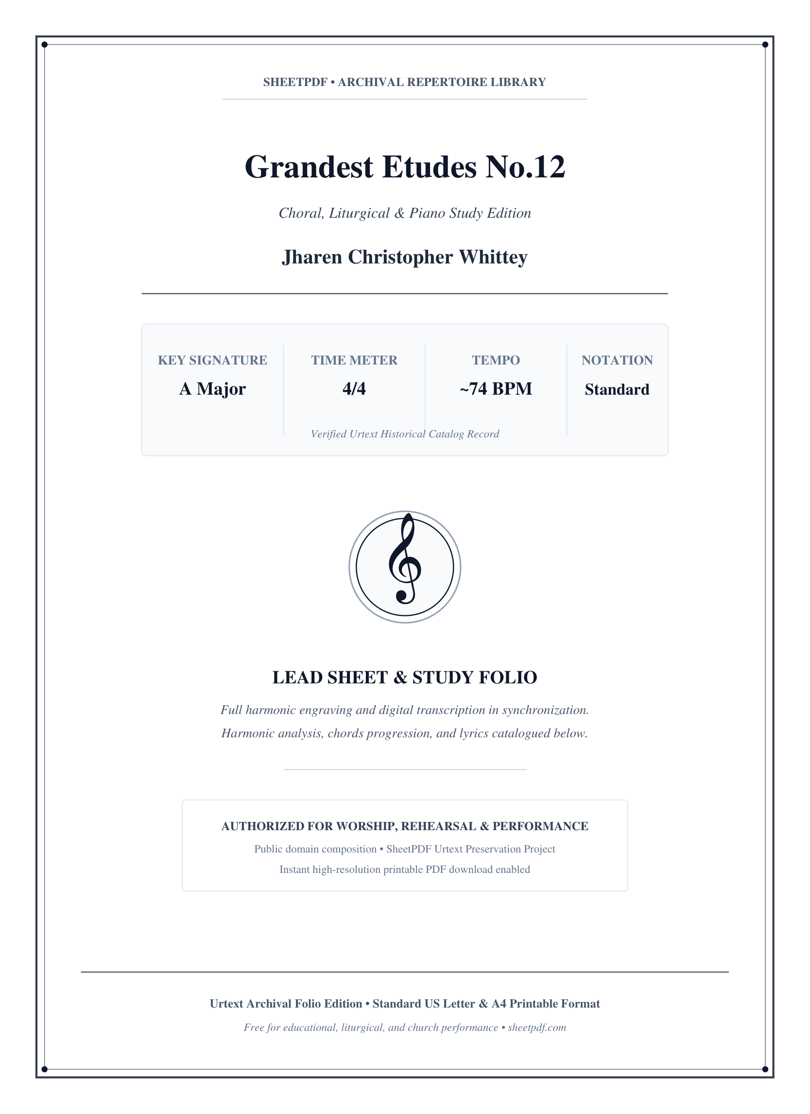 Grandest Etudes No.12 Piano Sheet Music Page 1 Free PDF