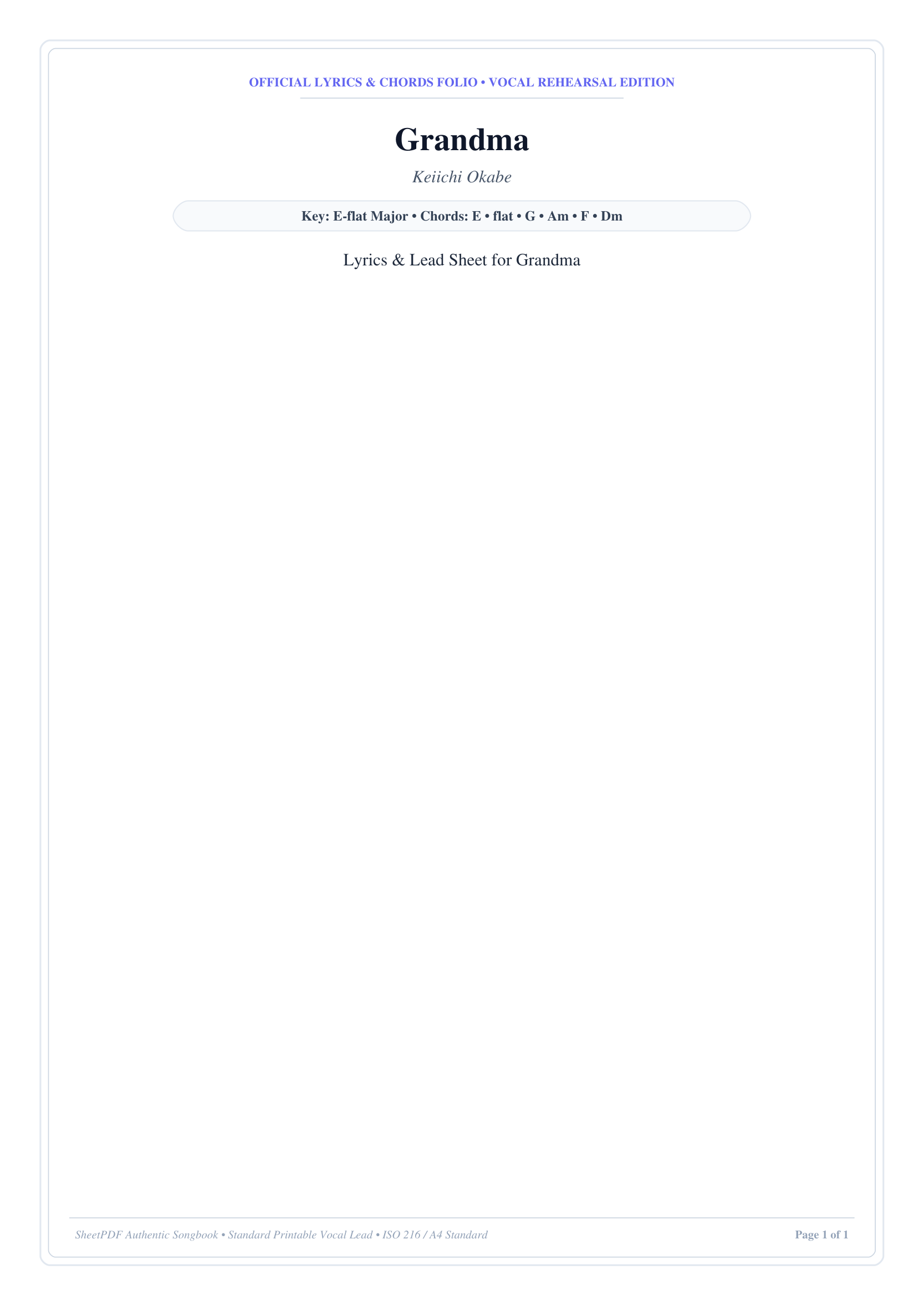 Grandma Piano Sheet Music Page 1 Free PDF
