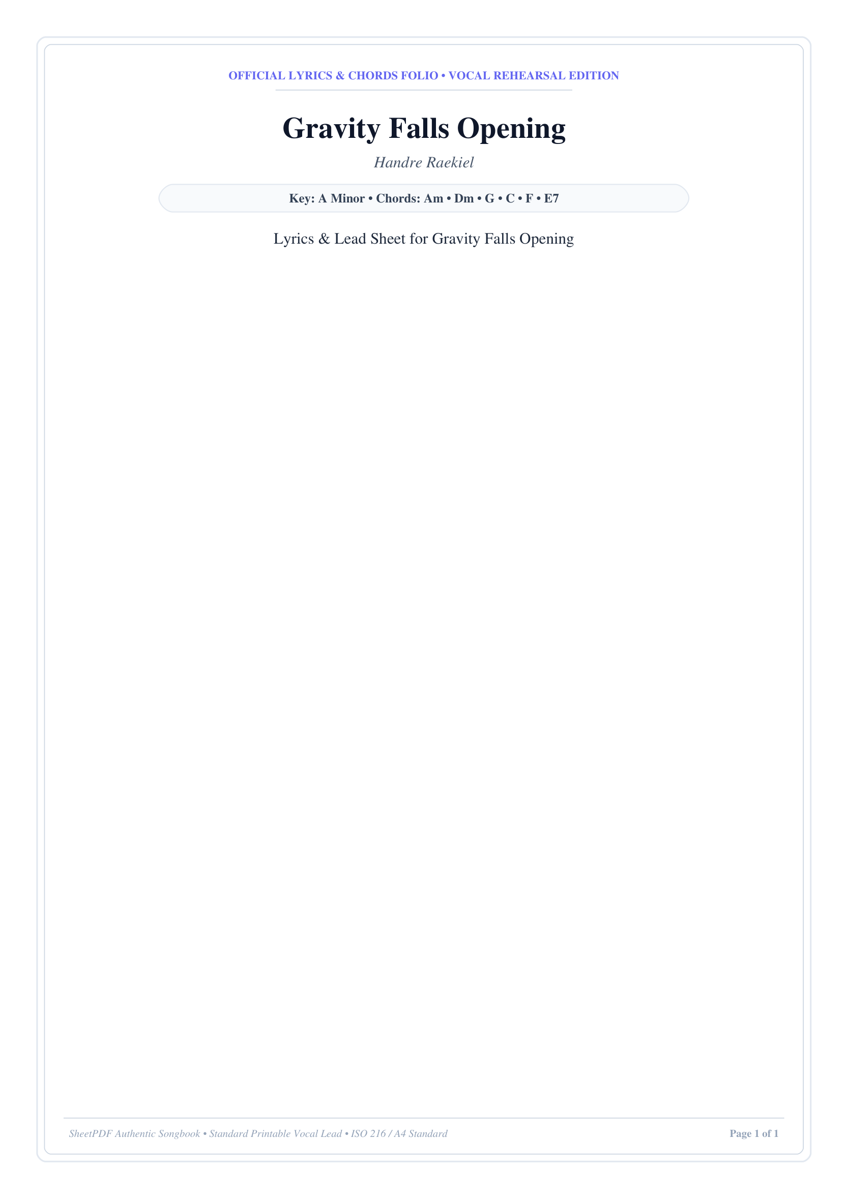 Gravity Falls Opening Piano Sheet Music Page 1 Free PDF