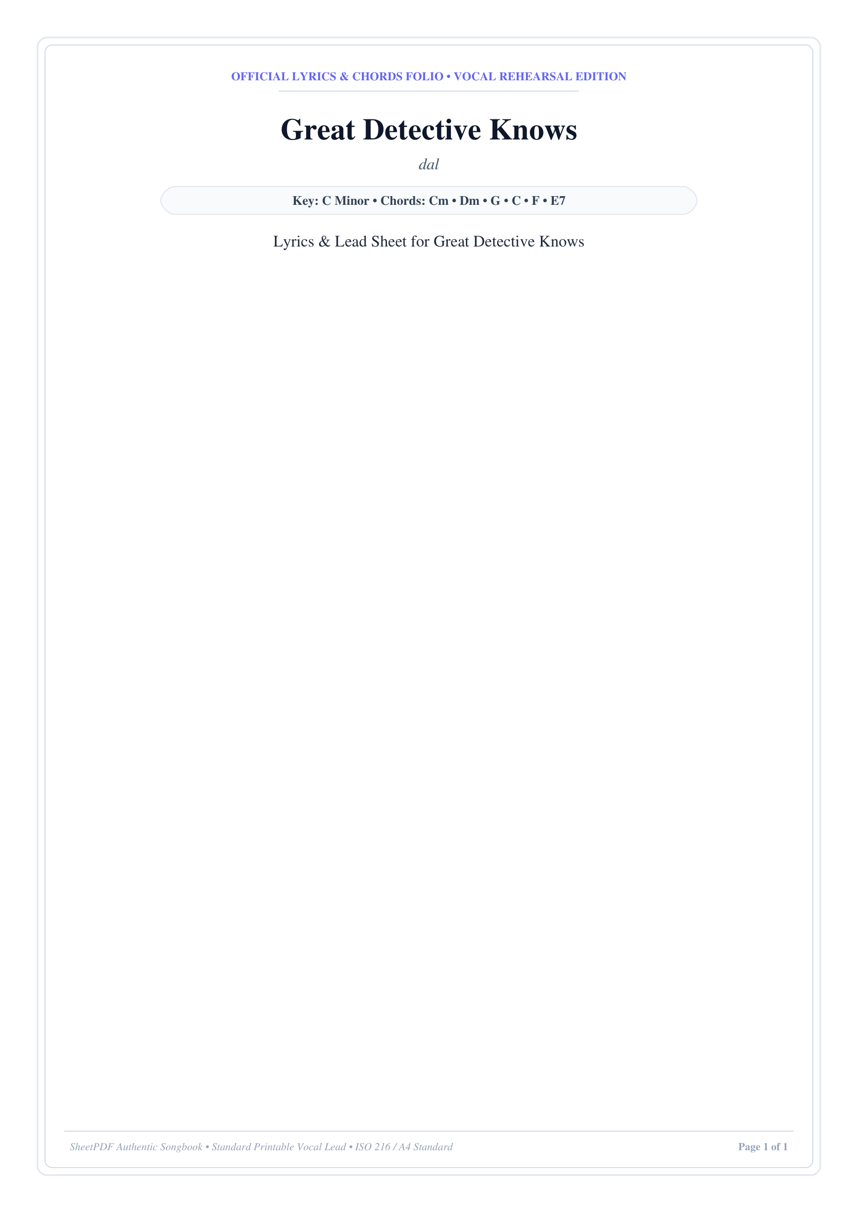 Great Detective Knows Piano Sheet Music Page 1 Free PDF