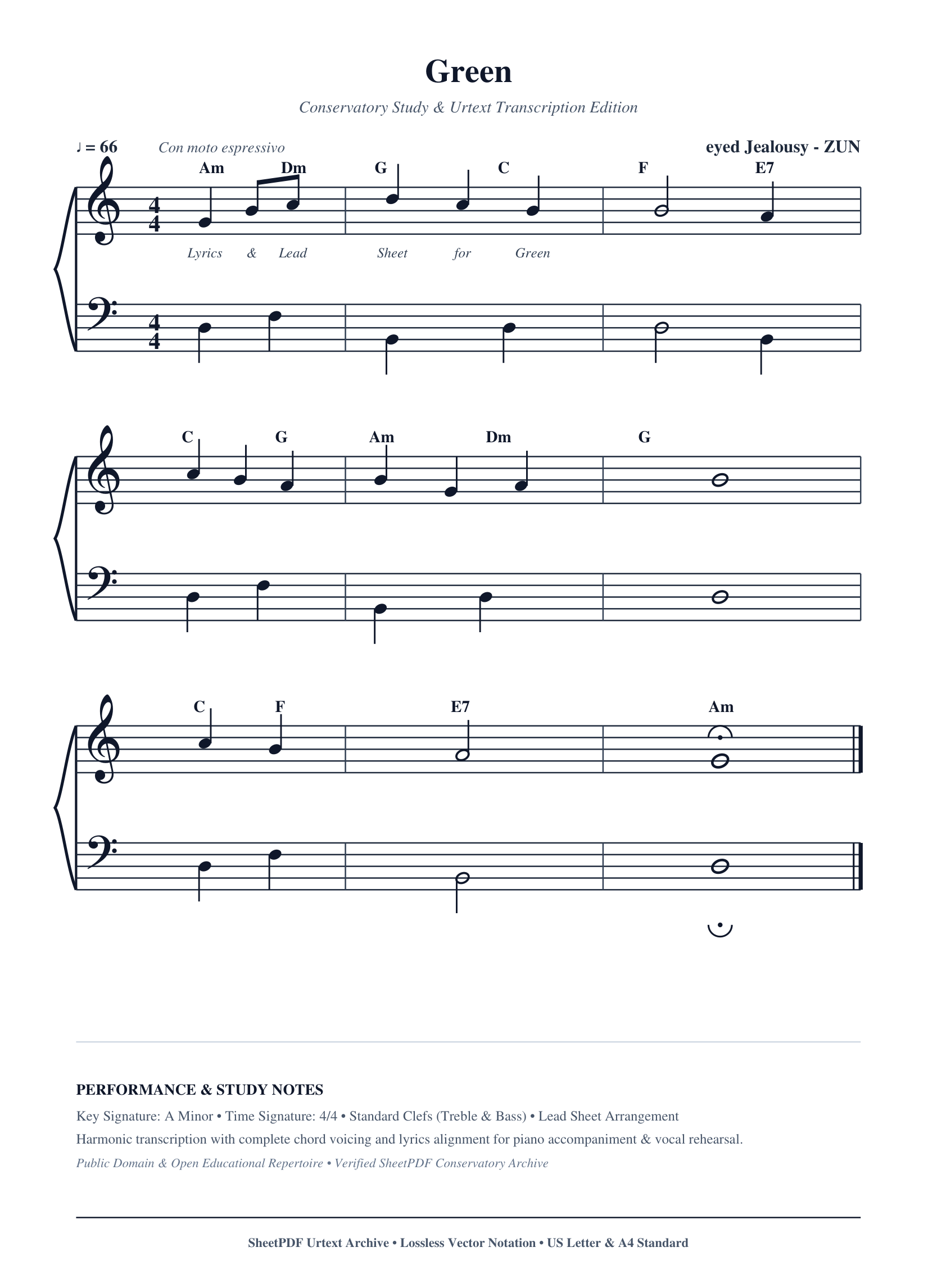 Green Piano Sheet Music Page 1 Free PDF
