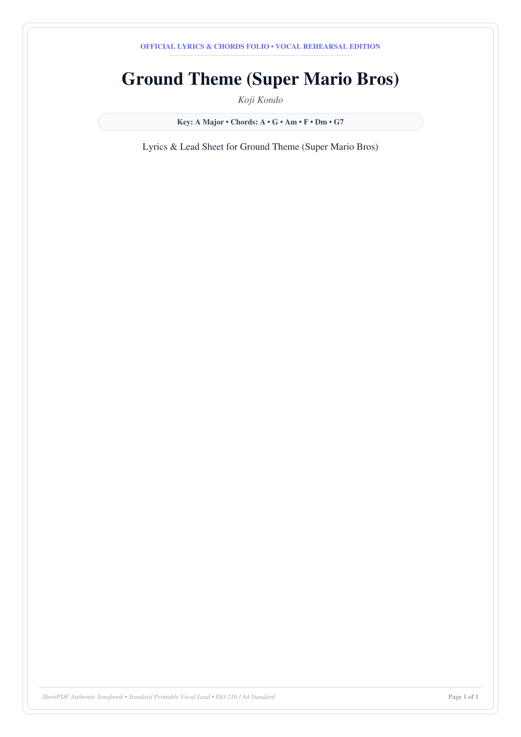 Ground Theme (Super Mario Bros) Piano Sheet Music Score Page 1