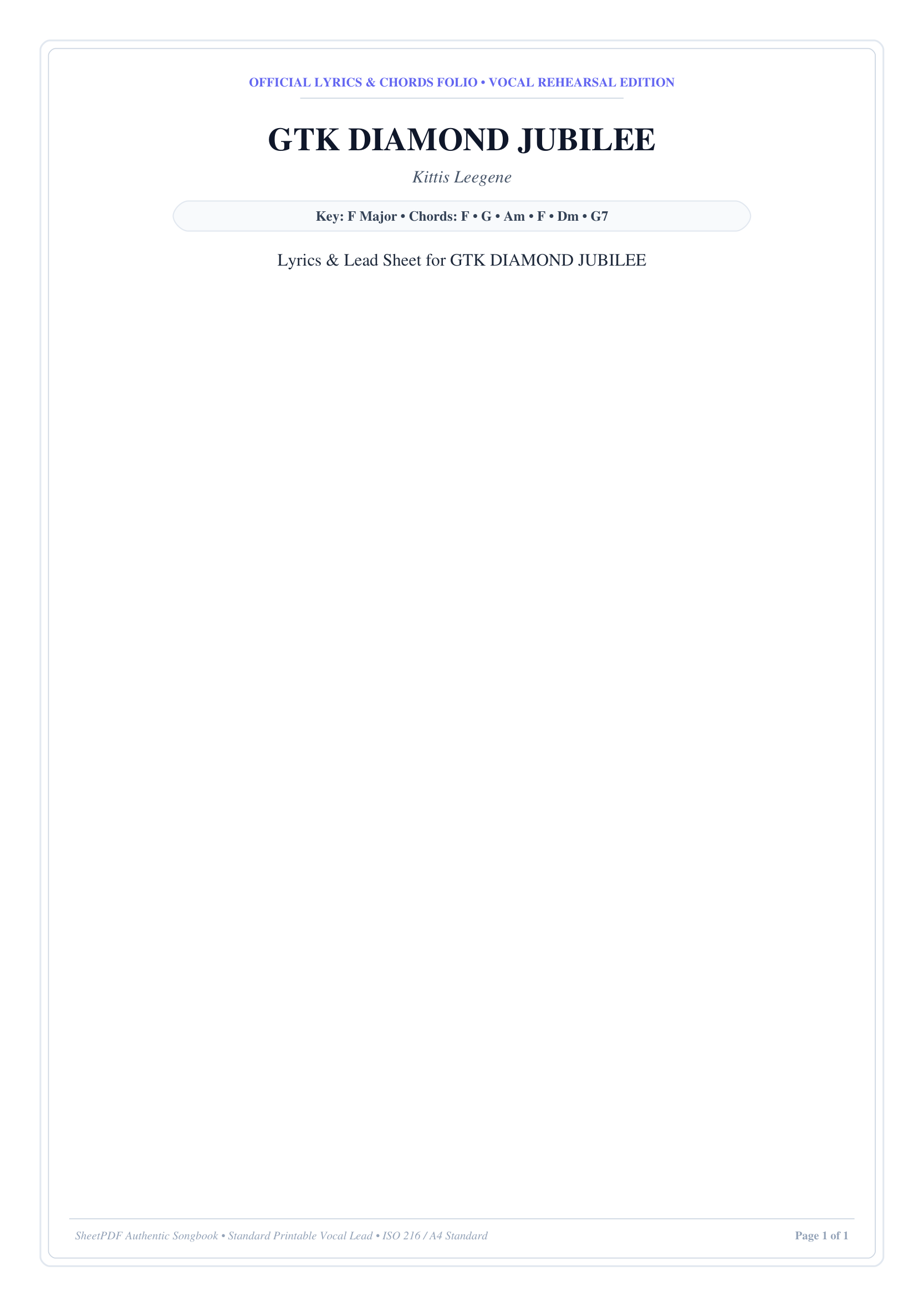 GTK DIAMOND JUBILEE Piano Sheet Music Page 1 Free PDF