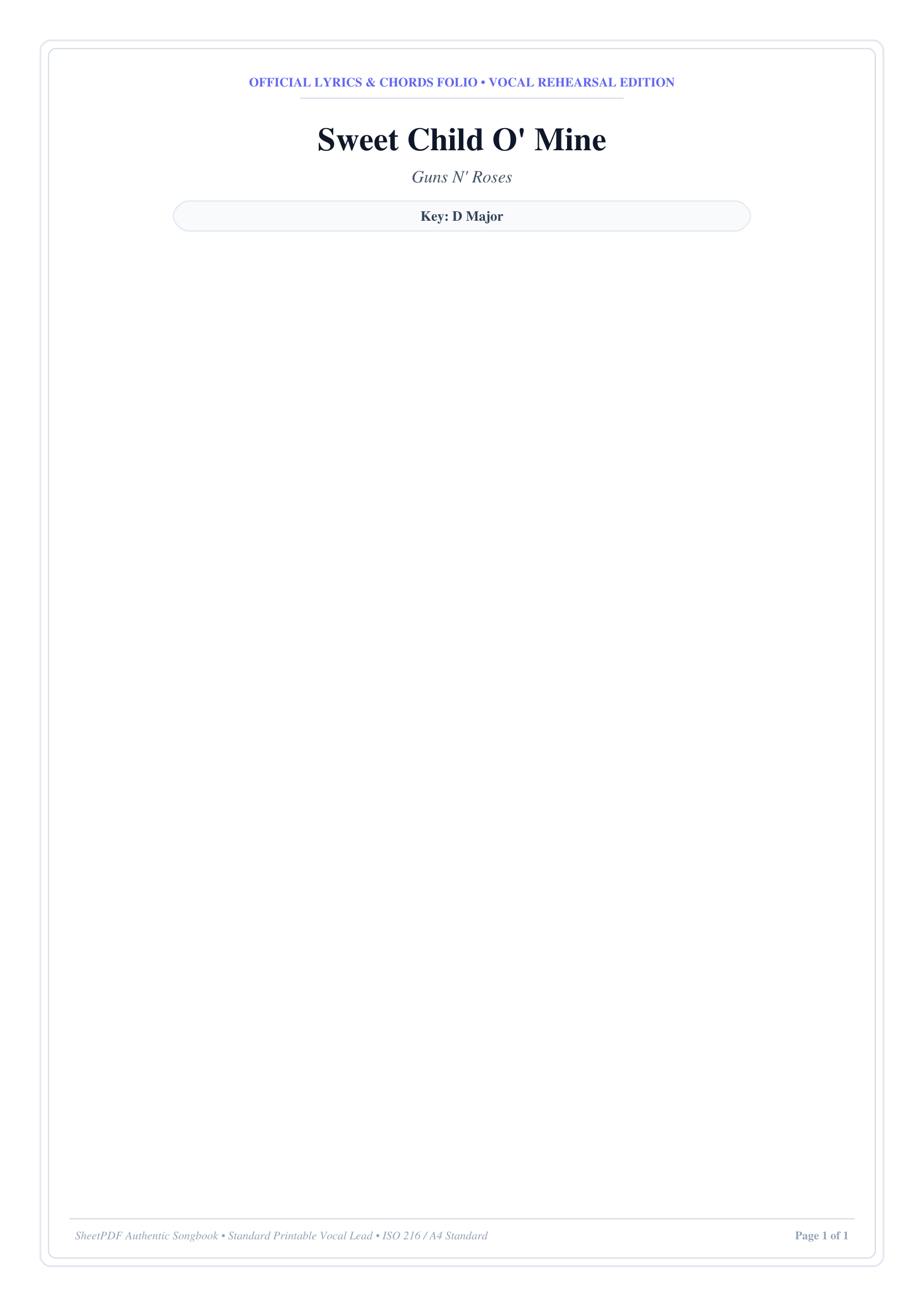 Sweet Child O' Mine Piano Sheet Music Page 1 Free PDF