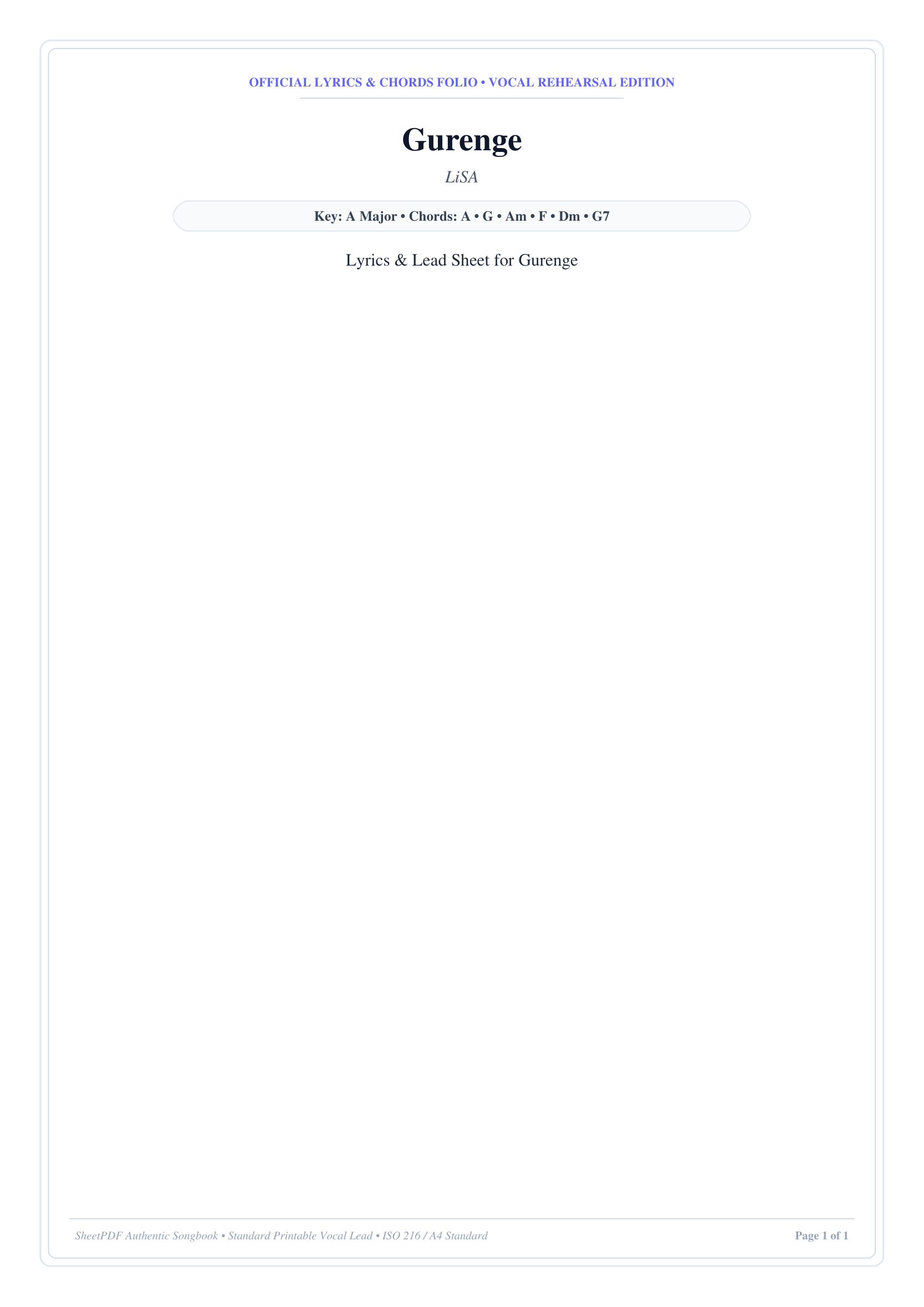 Gurenge Piano Sheet Music Page 1 Free PDF