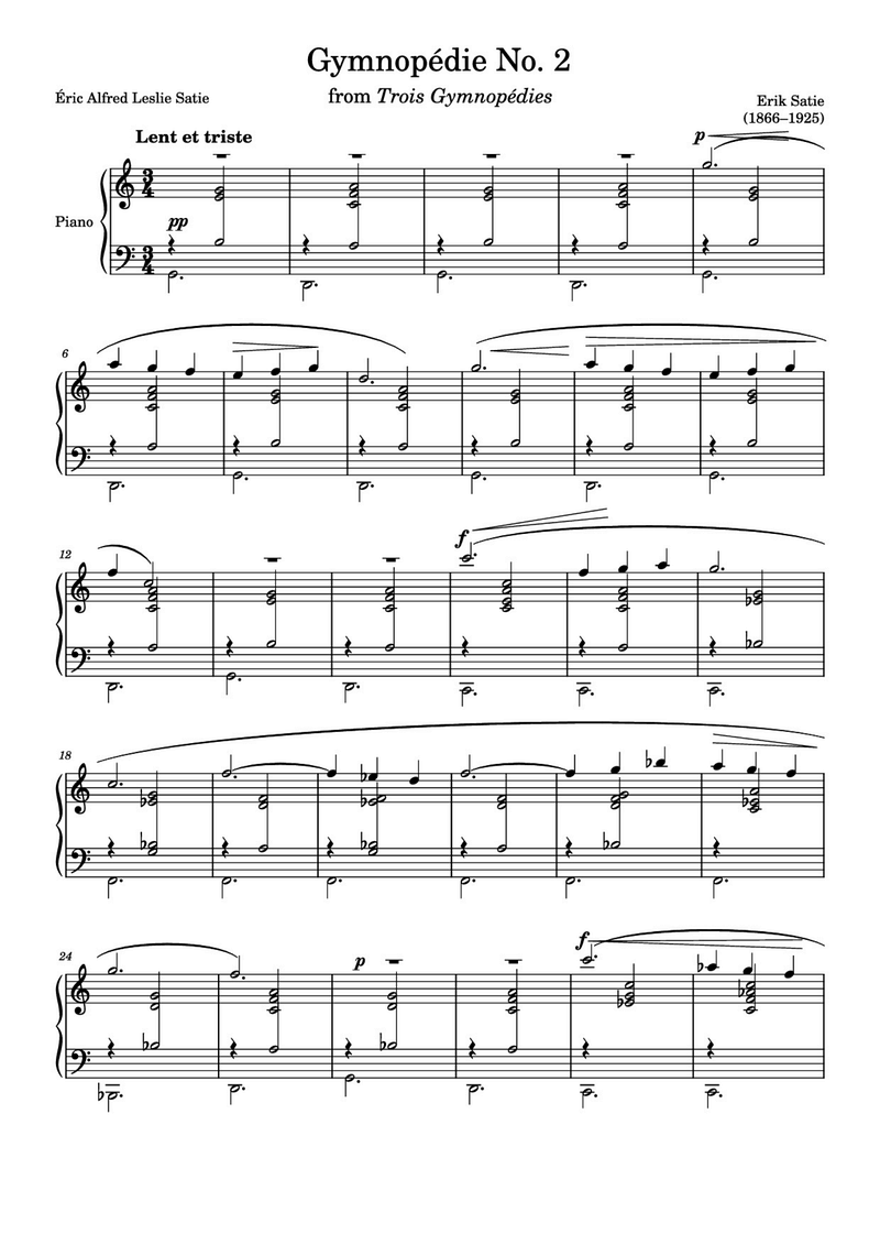 Gymnopédie No. 1 Piano Sheet Music Page 1 Free PDF