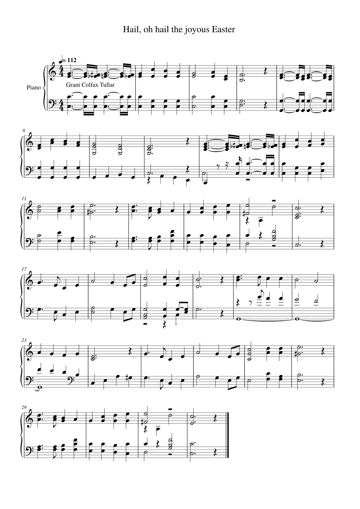 Hail, oh hail the joyous Easter Piano Sheet Music Page 1 Free PDF
