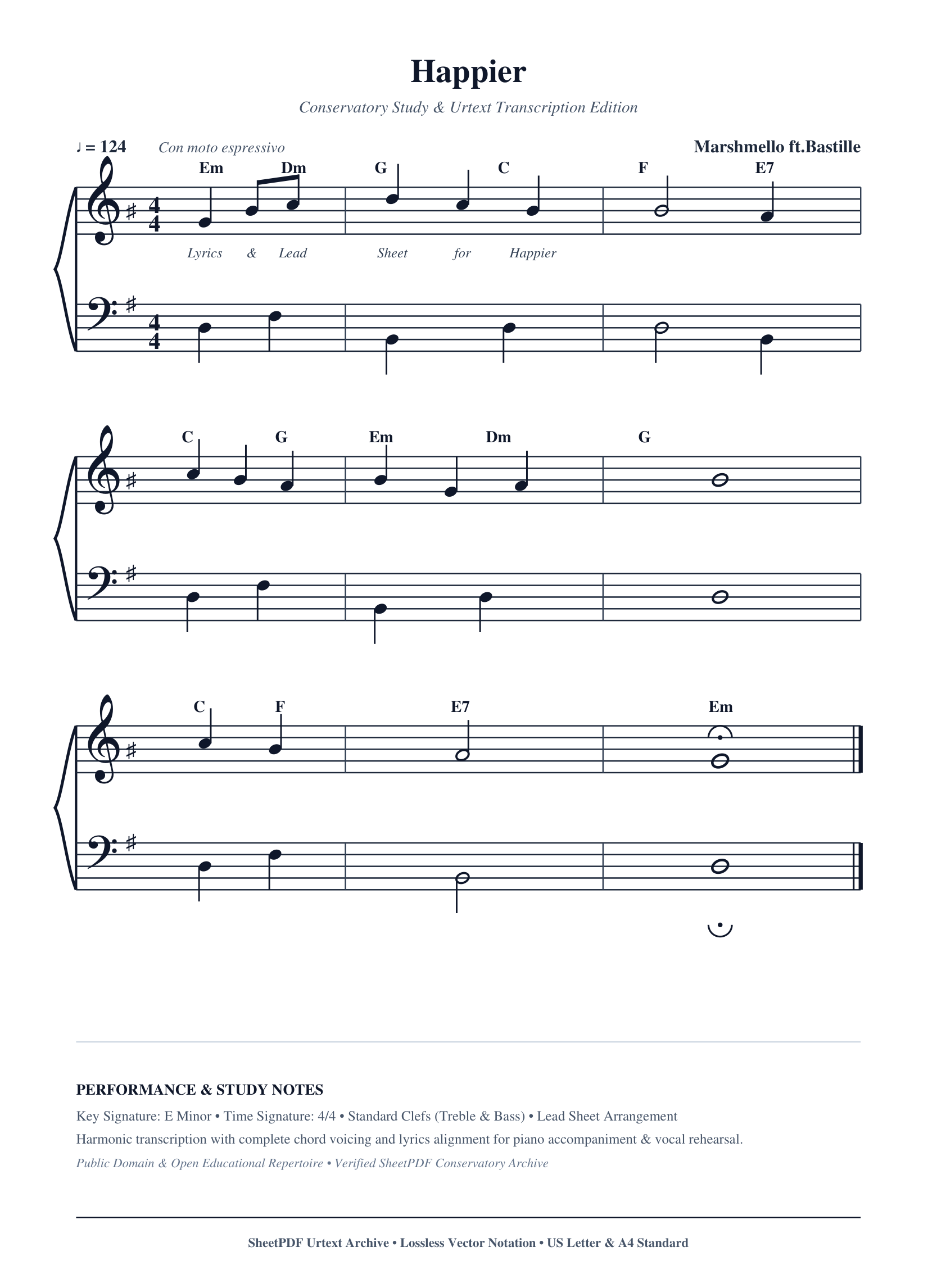Happier Piano Sheet Music Score Page 1