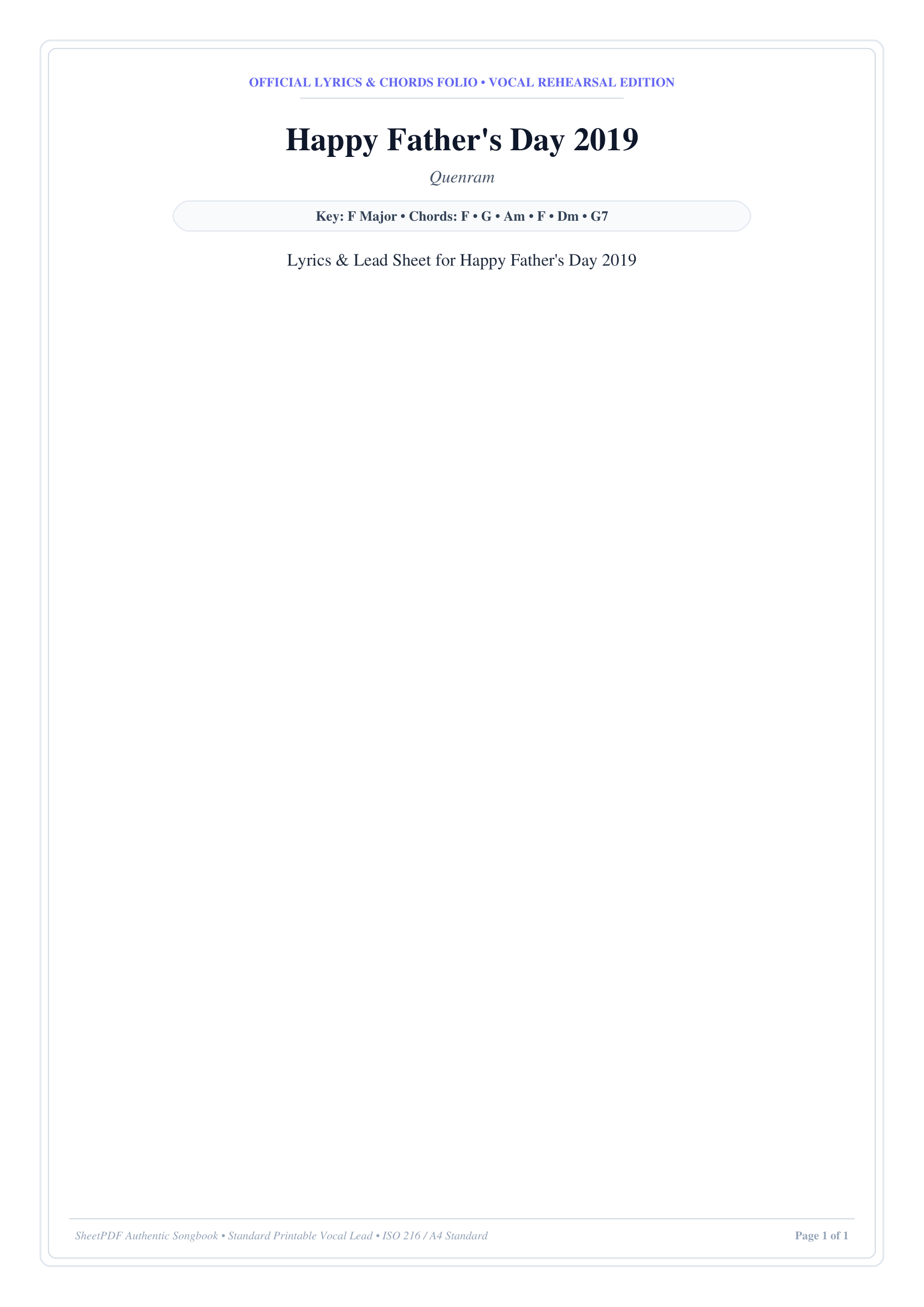 Happy Father's Day 2019 Piano Sheet Music Page 1 Free PDF