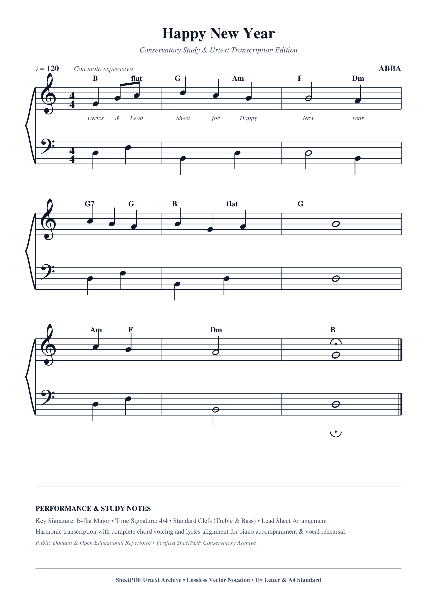 Happy New Year Piano Sheet Music Page 1 Free PDF