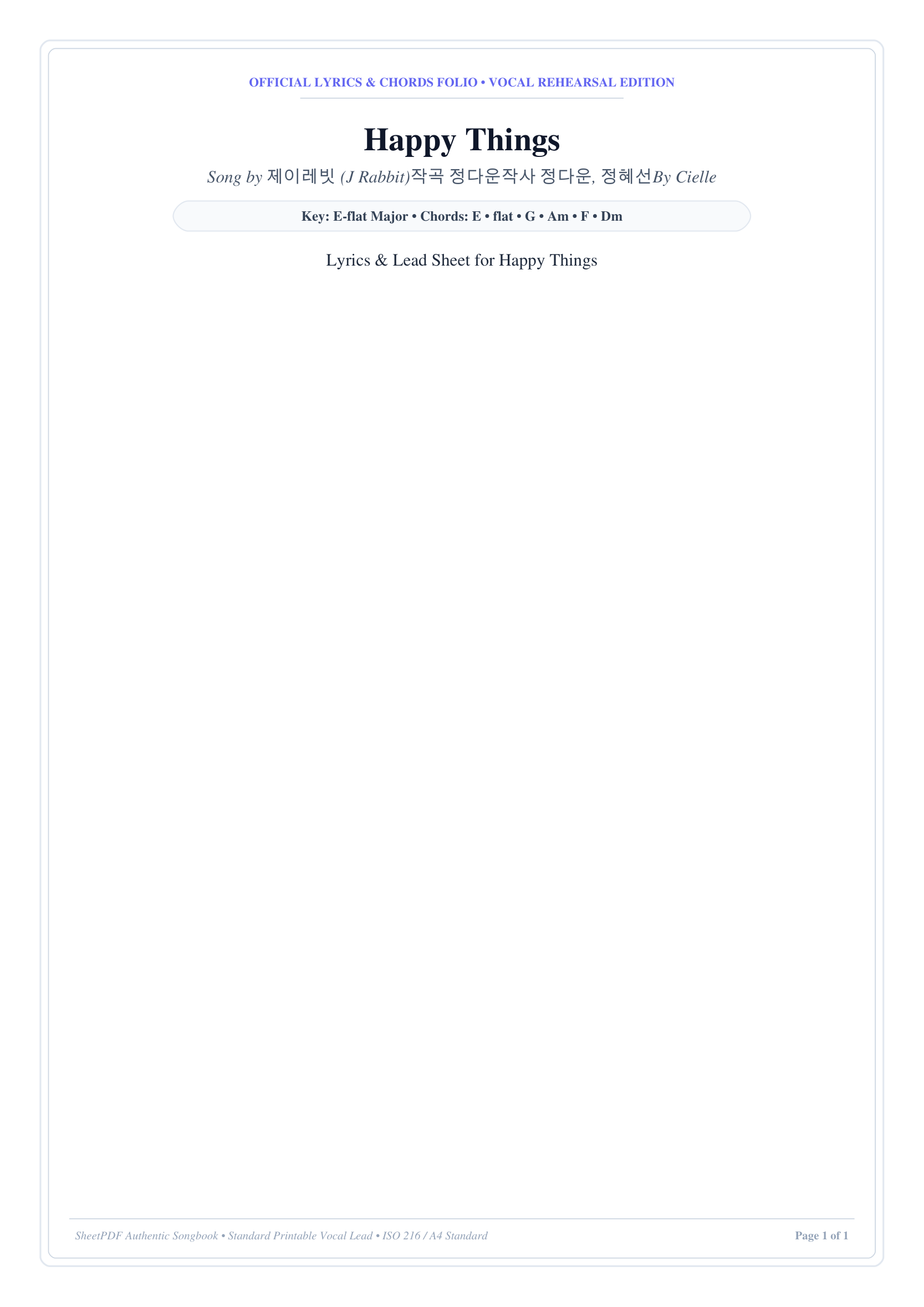 Happy Things Piano Sheet Music Page 1 Free PDF