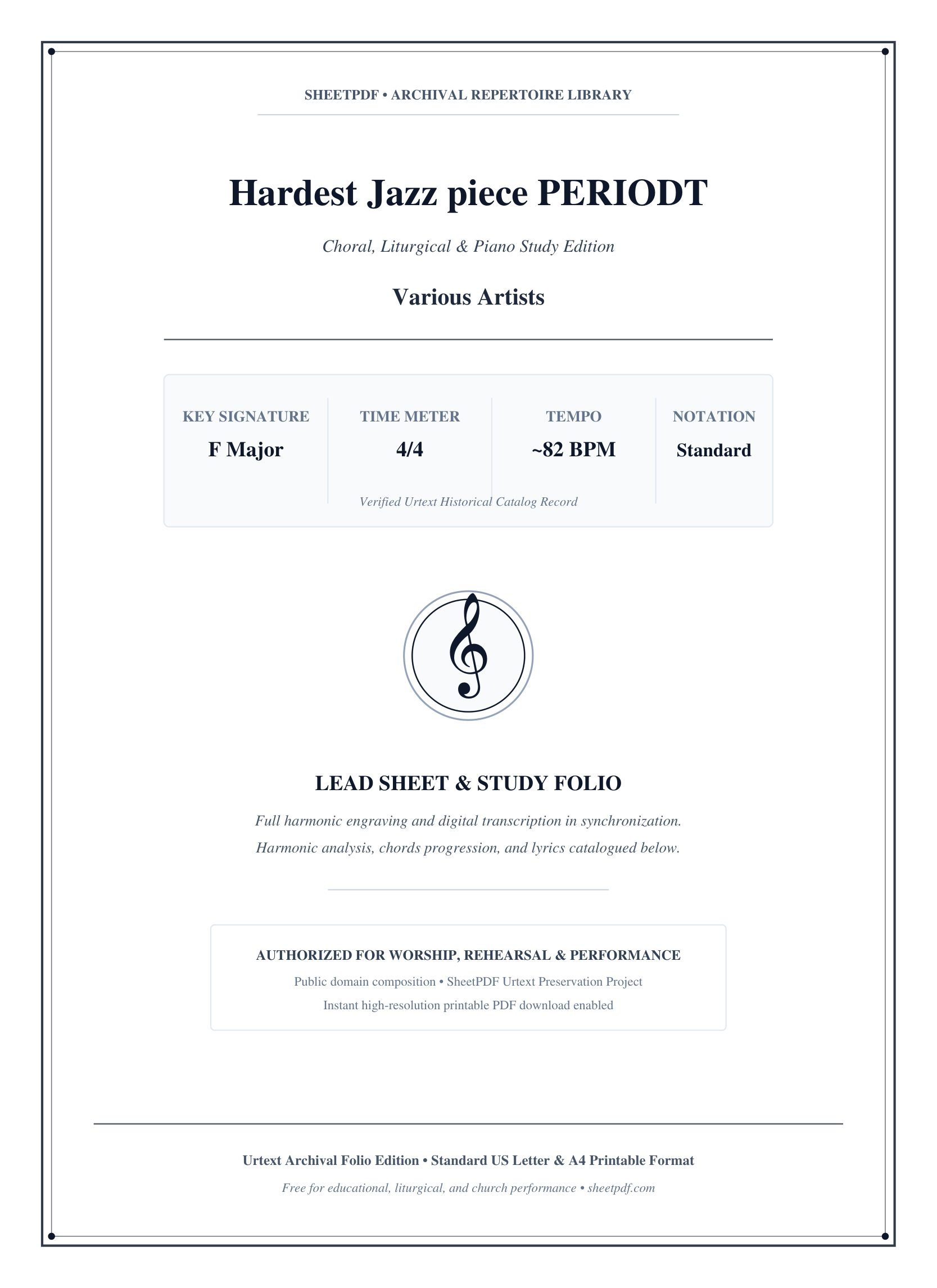 Hardest Jazz piece PERIODT Piano Sheet Music Page 1 Free PDF