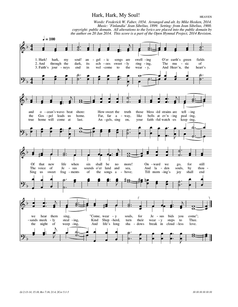 Hark Hark My Soul Piano Sheet Music Page 1 Free PDF