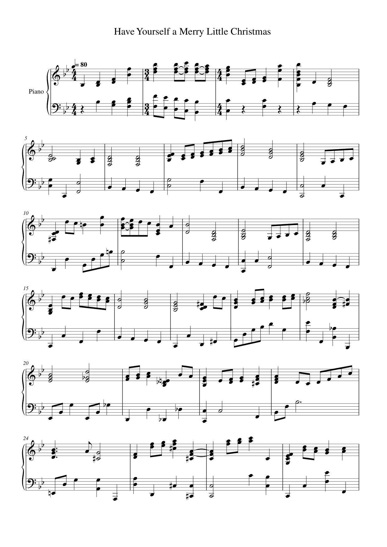 Have Yourself a Merry Little Christmas Piano Sheet Music Page 1 Free PDF