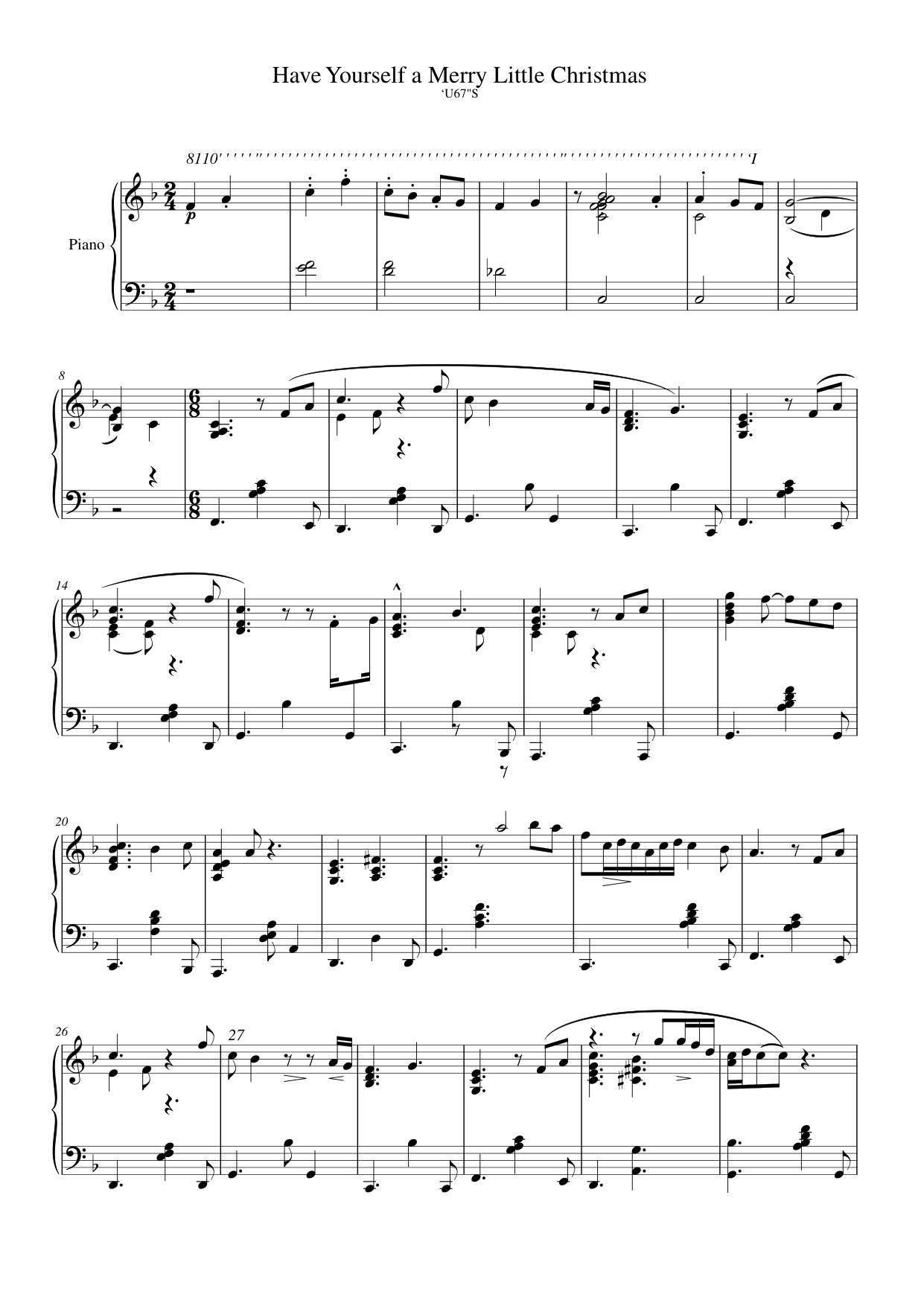 Have Yourself A Merry Little Christmas – Jazz Christmas Piano Sheet Music Page 1 Free PDF