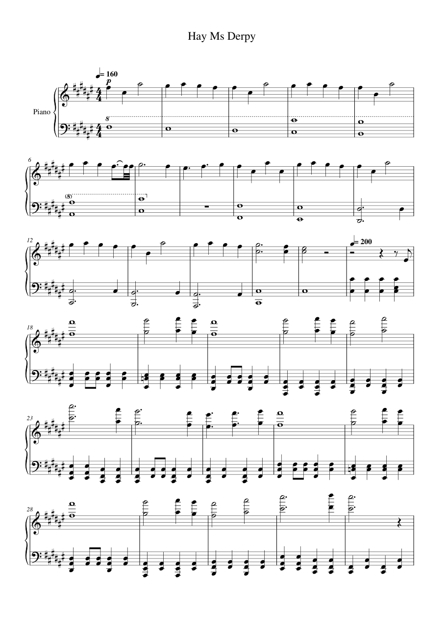 Hay Ms Derpy Piano Sheet Music Page 1 Free PDF