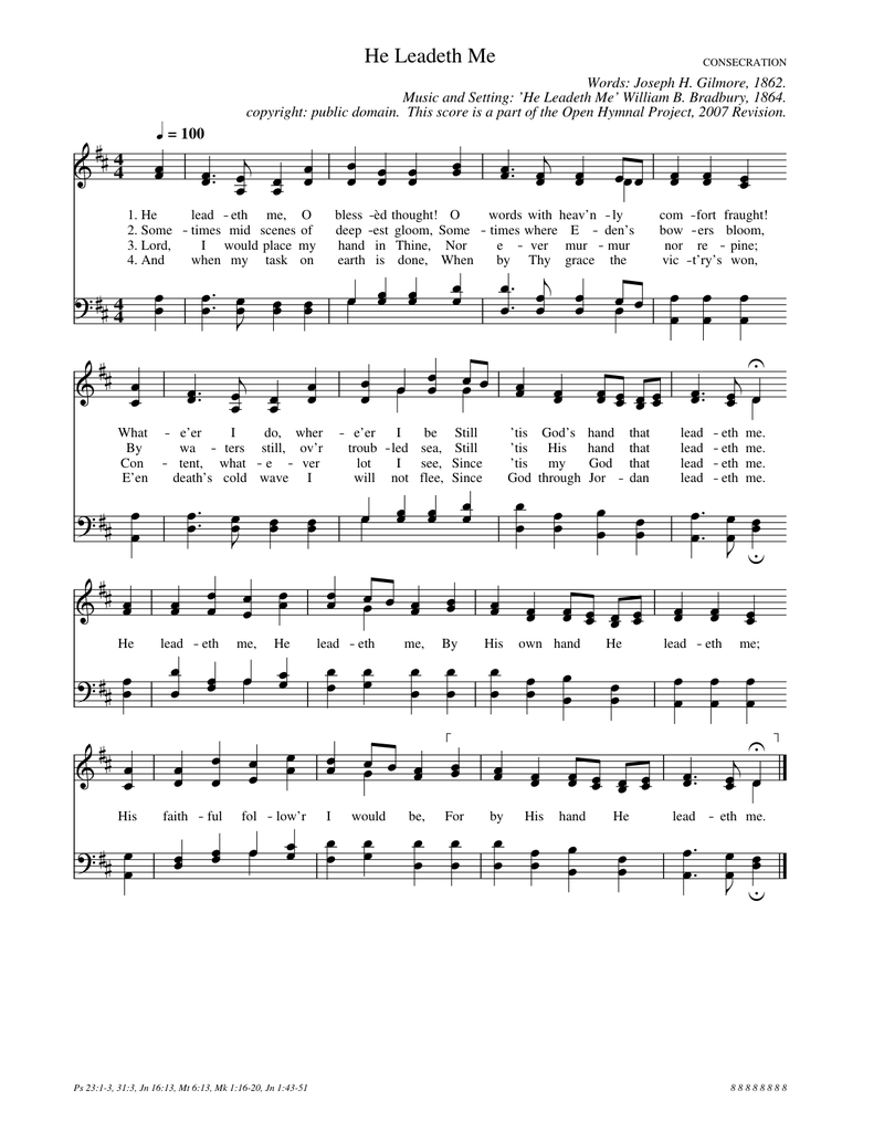 He Leadeth Me Piano Sheet Music Page 1 Free PDF