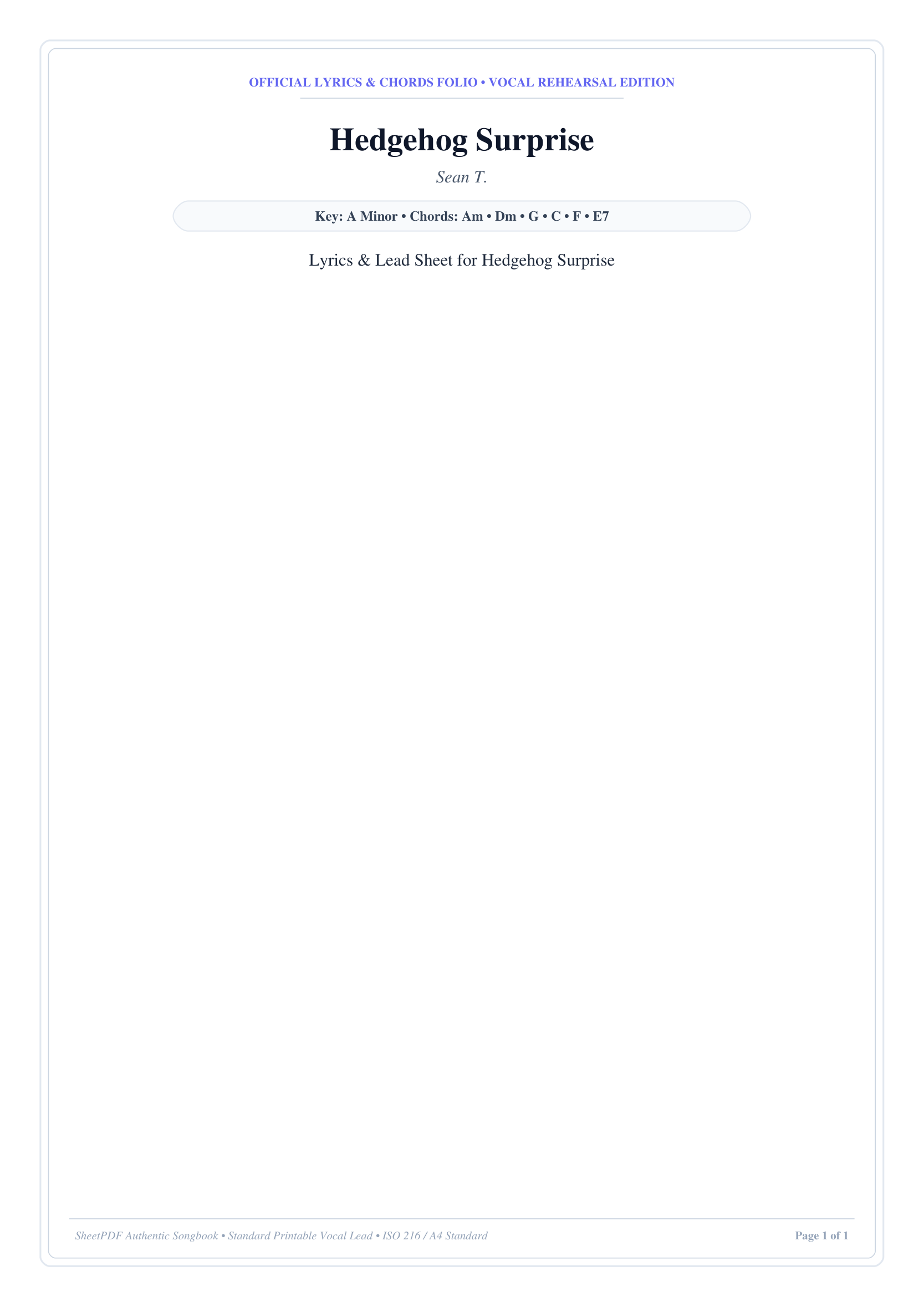 Hedgehog Surprise Piano Sheet Music Page 1 Free PDF