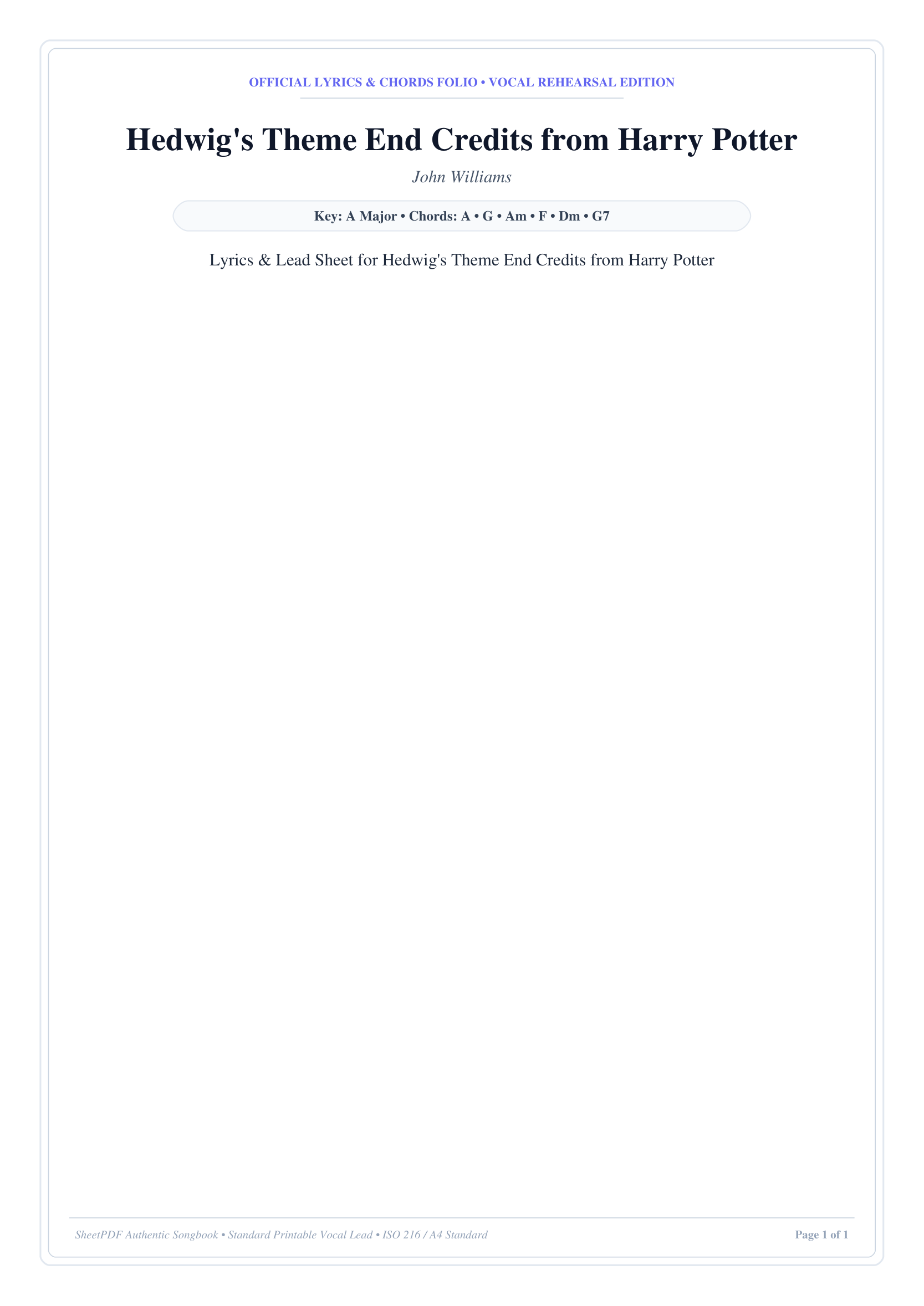Hedwig's Theme End Credits from Harry Potter Piano Sheet Music Page 1 Free PDF