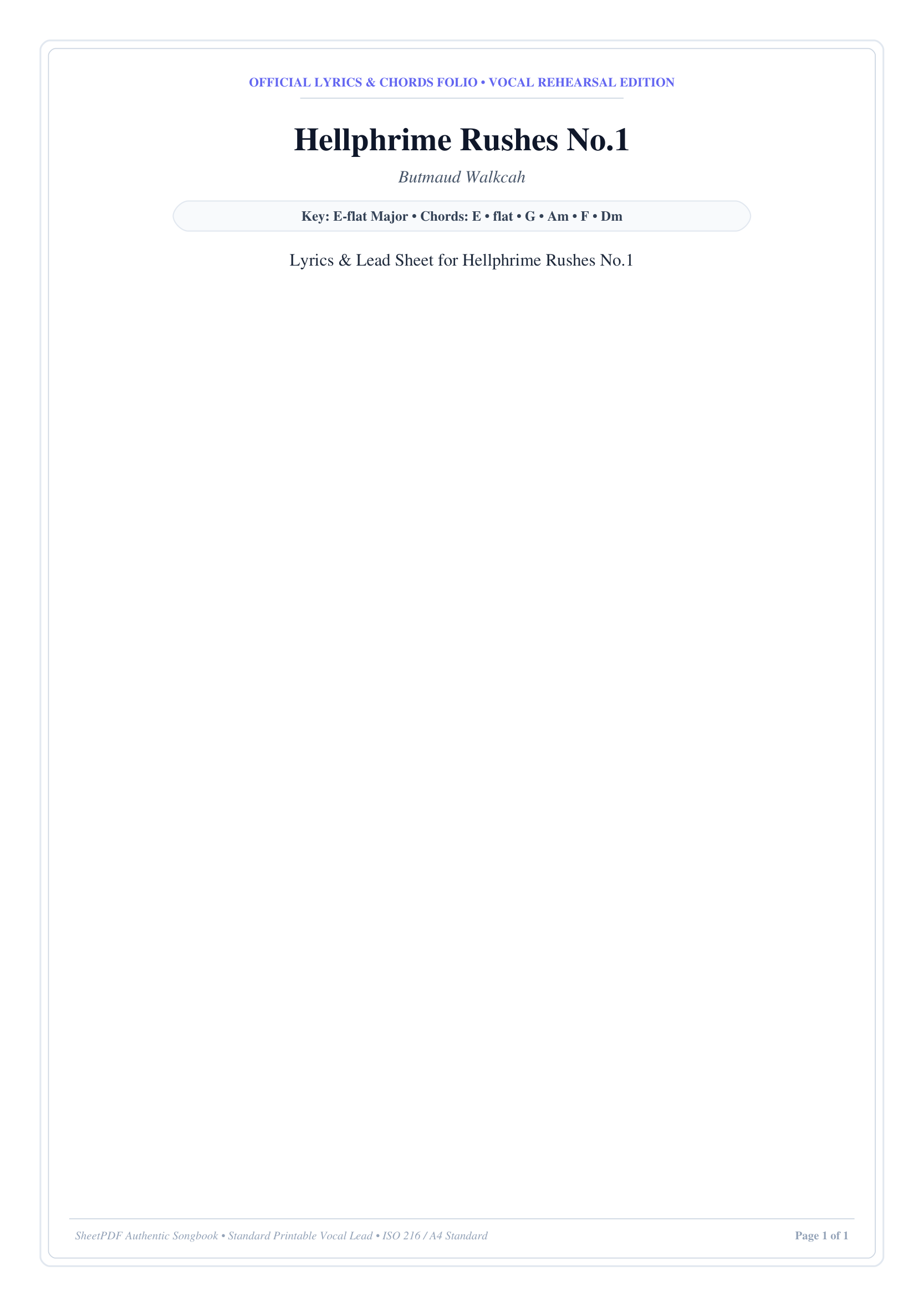Hellphrime Rushes No.1 Piano Sheet Music Page 1 Free PDF