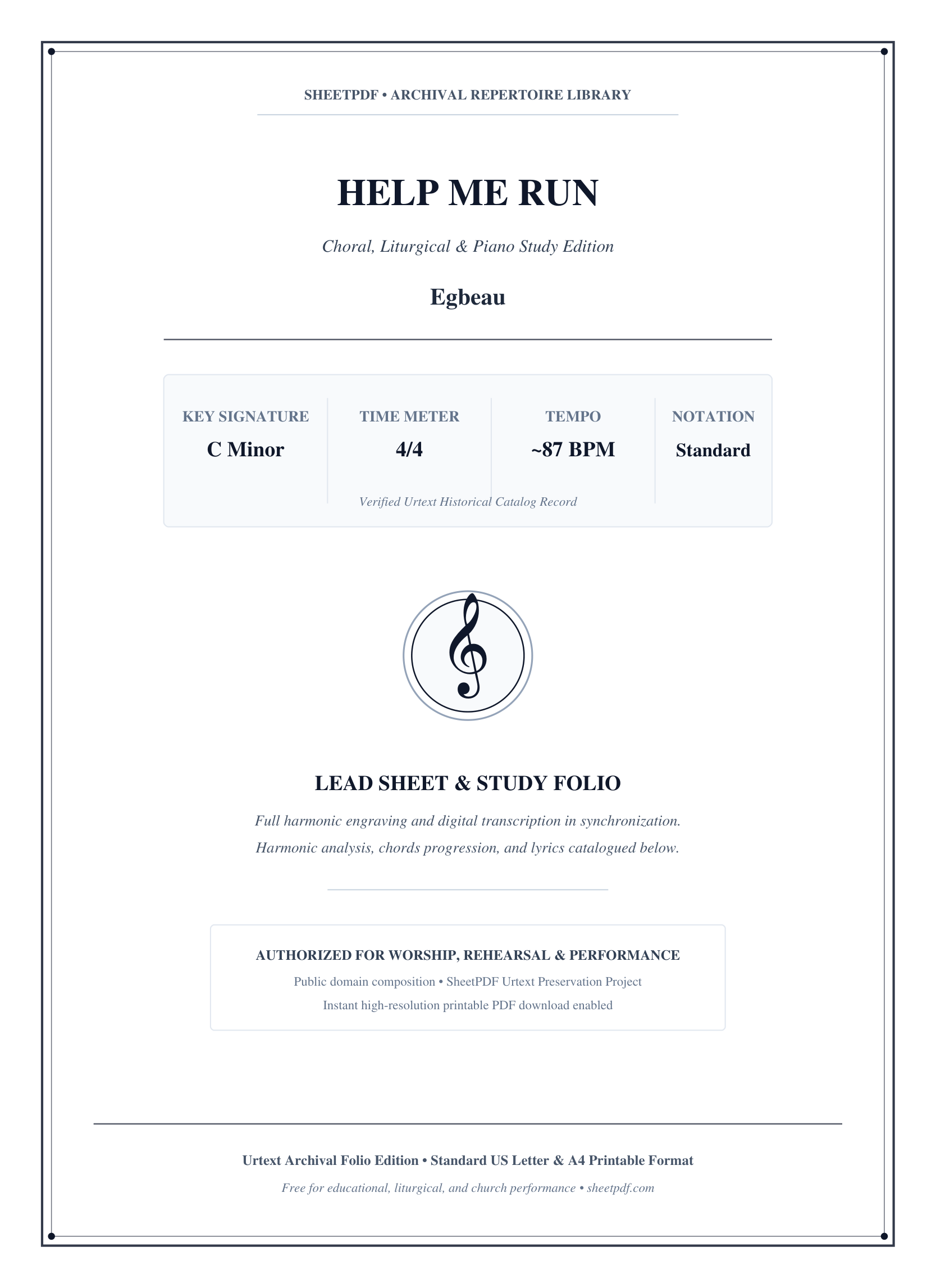 HELP ME RUN Piano Sheet Music Score Page 1