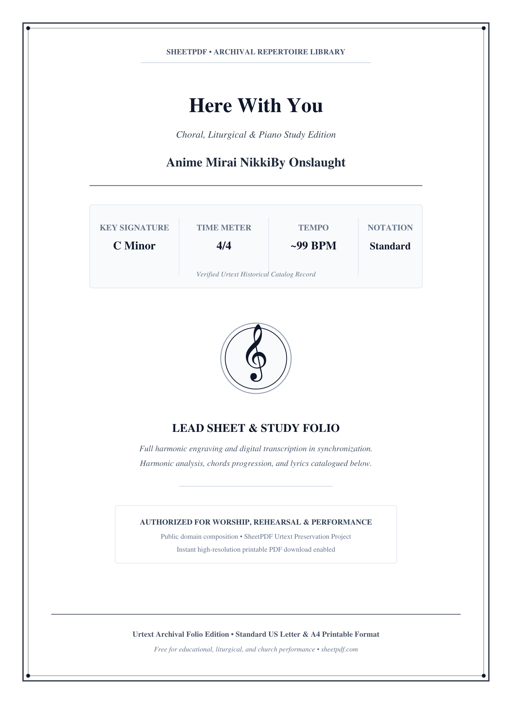 Here With You Piano Sheet Music Page 1 Free PDF