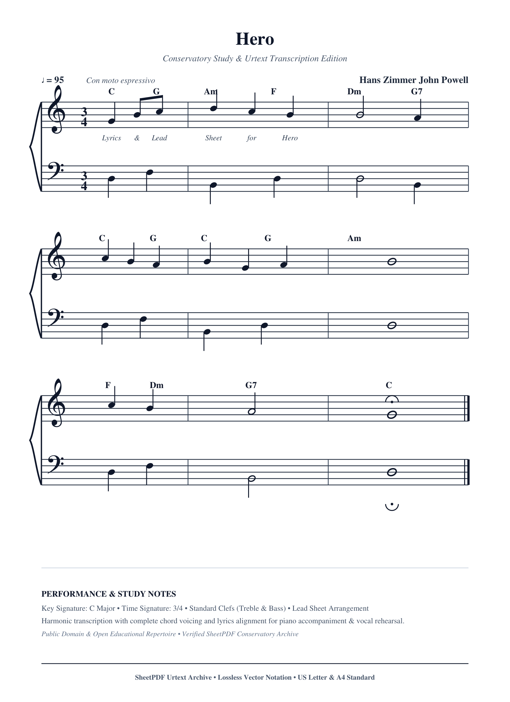 Hero Piano Sheet Music Page 1 Free PDF