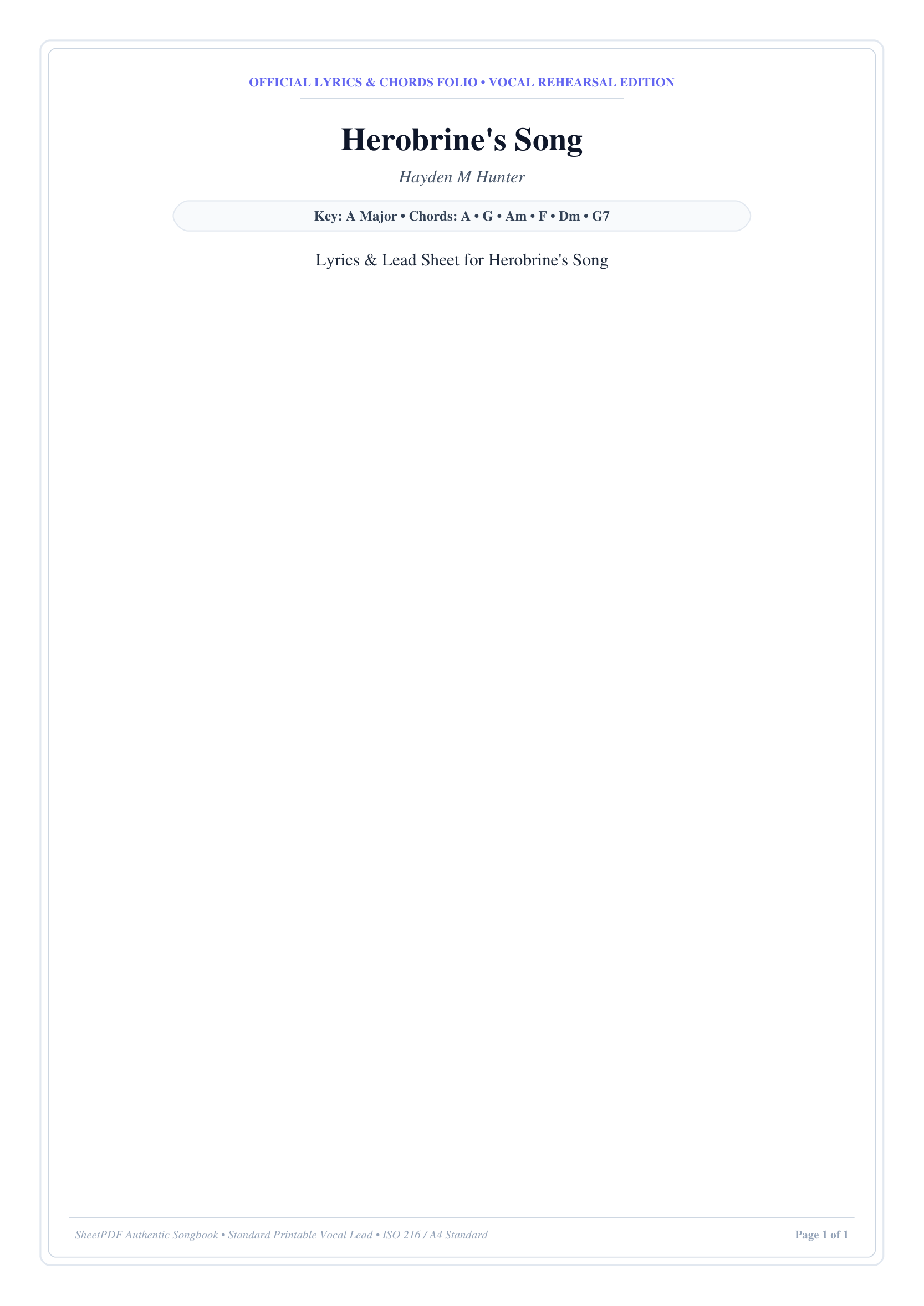 Herobrine's Song Piano Sheet Music Page 1 Free PDF