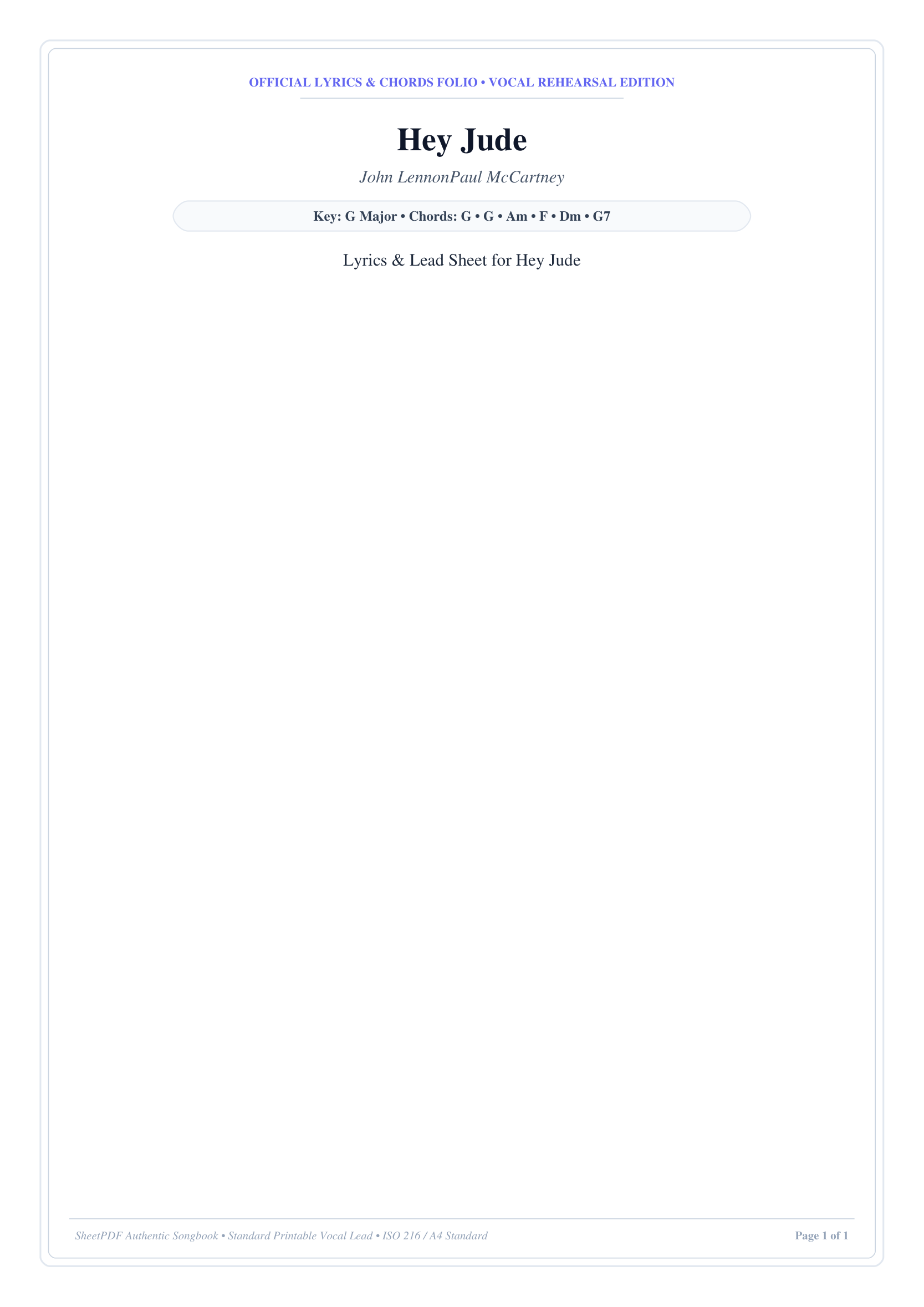 Hey Jude Piano Sheet Music Page 1 Free PDF