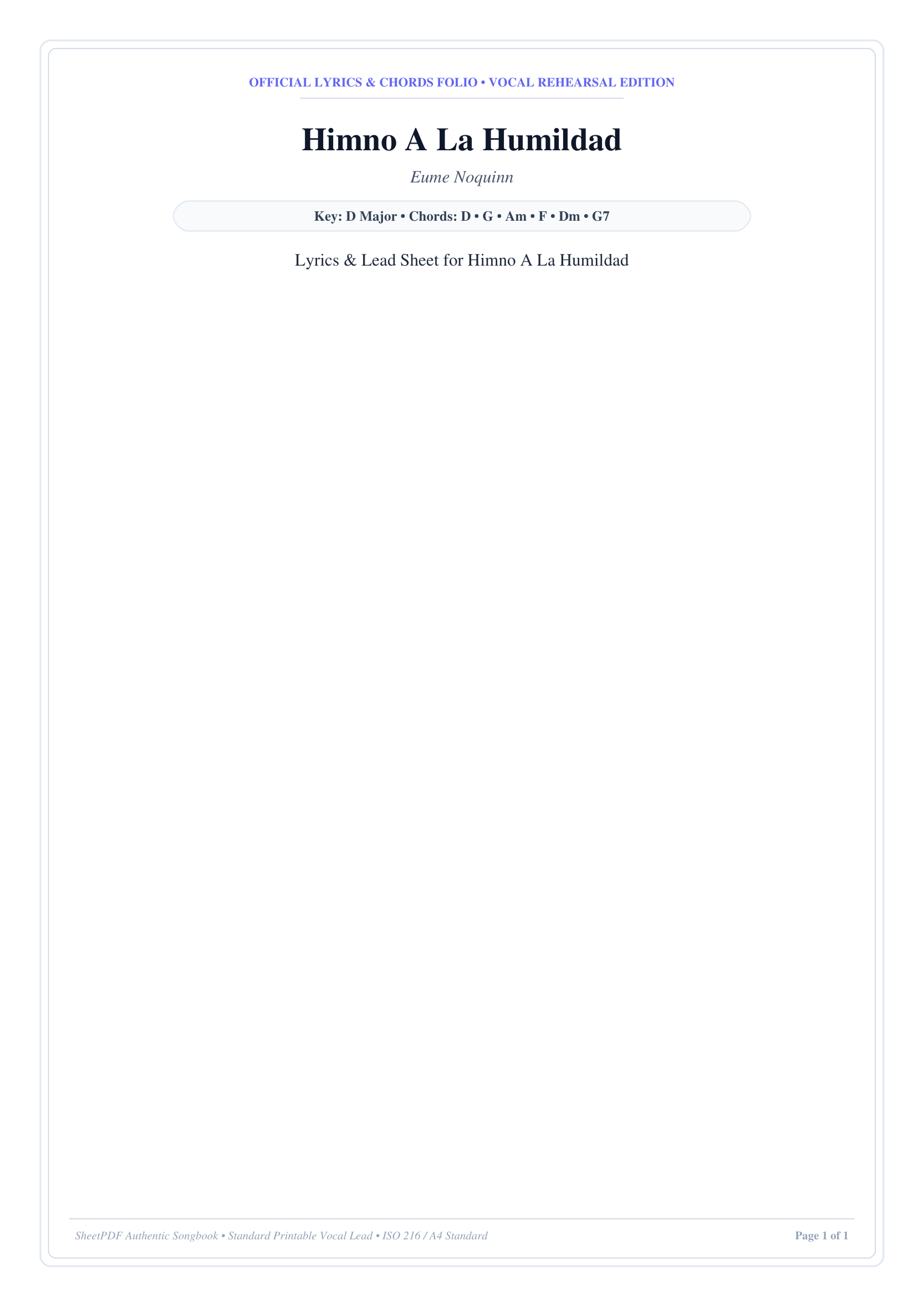Himno A La Humildad Piano Sheet Music Page 1 Free PDF