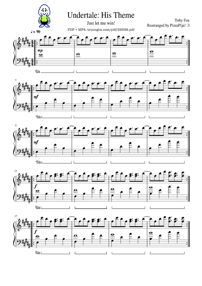 His Theme Piano Sheet Music Page 1 Free PDF