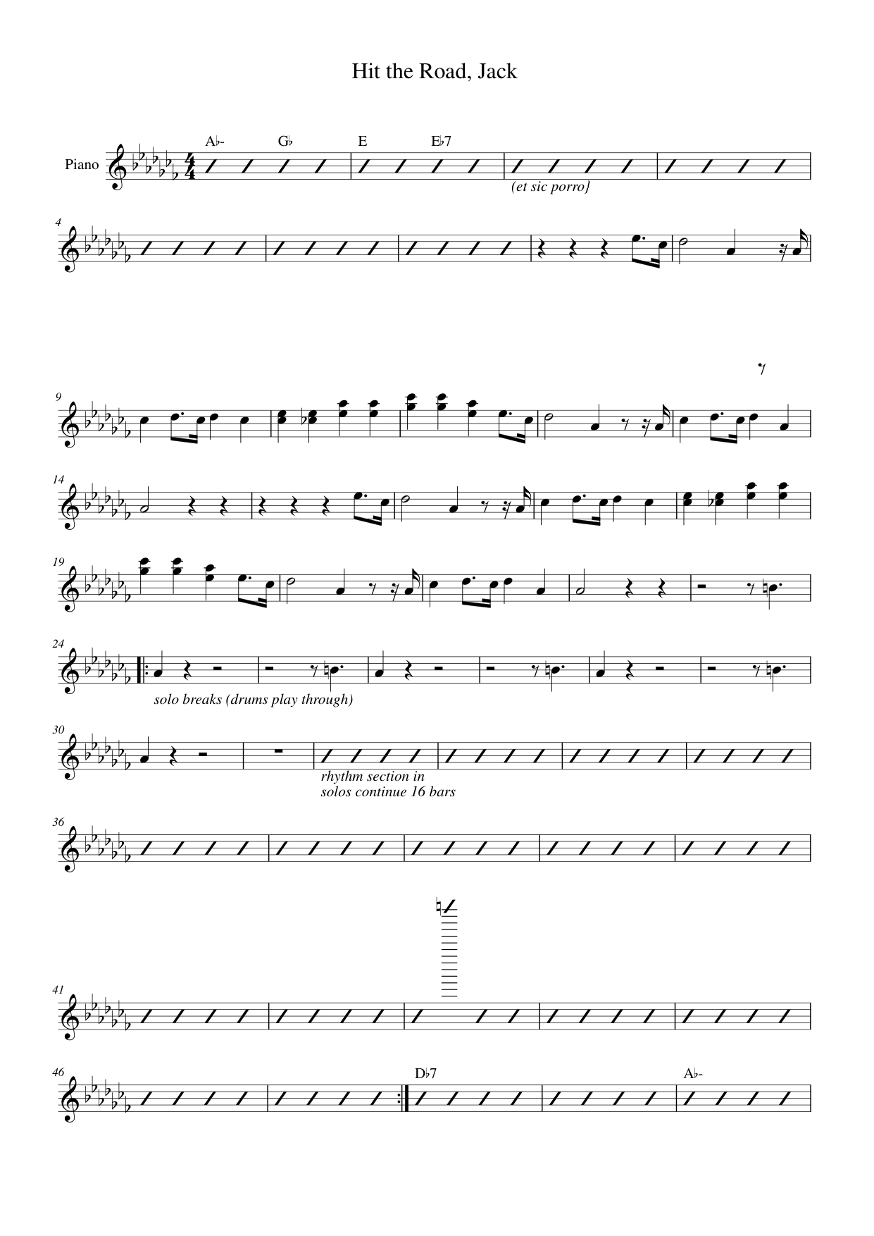 Hit the Road, Jack Lyrics & Chords Folio