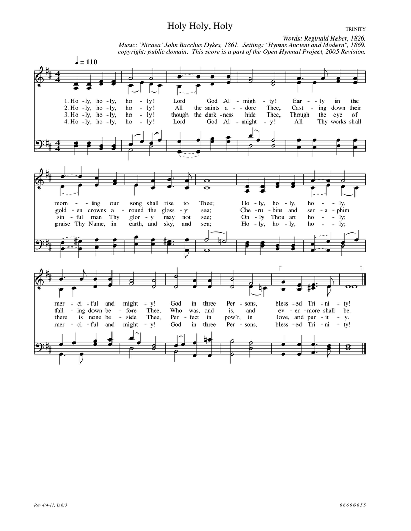 Holy Holy Holy Piano Sheet Music Page 1 Free PDF