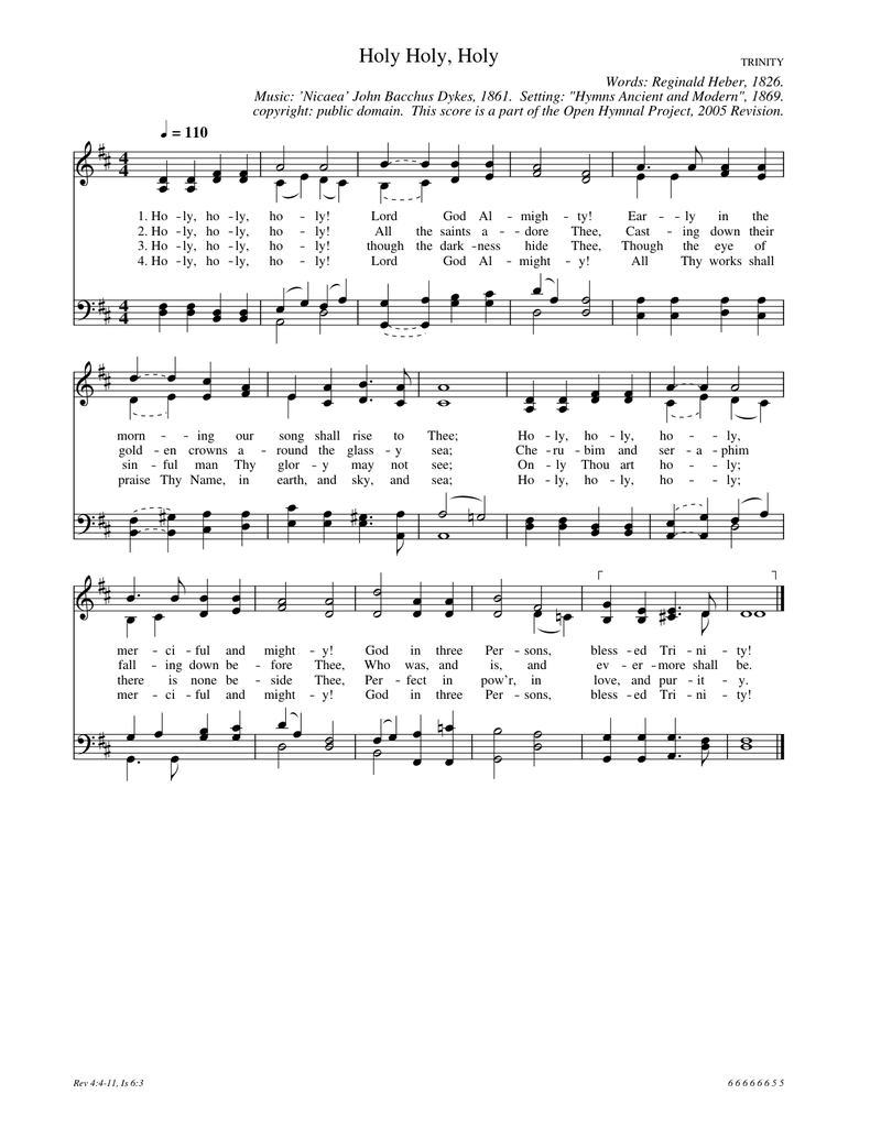 Holy, Holy, Holy Piano Sheet Music Page 1 Free PDF