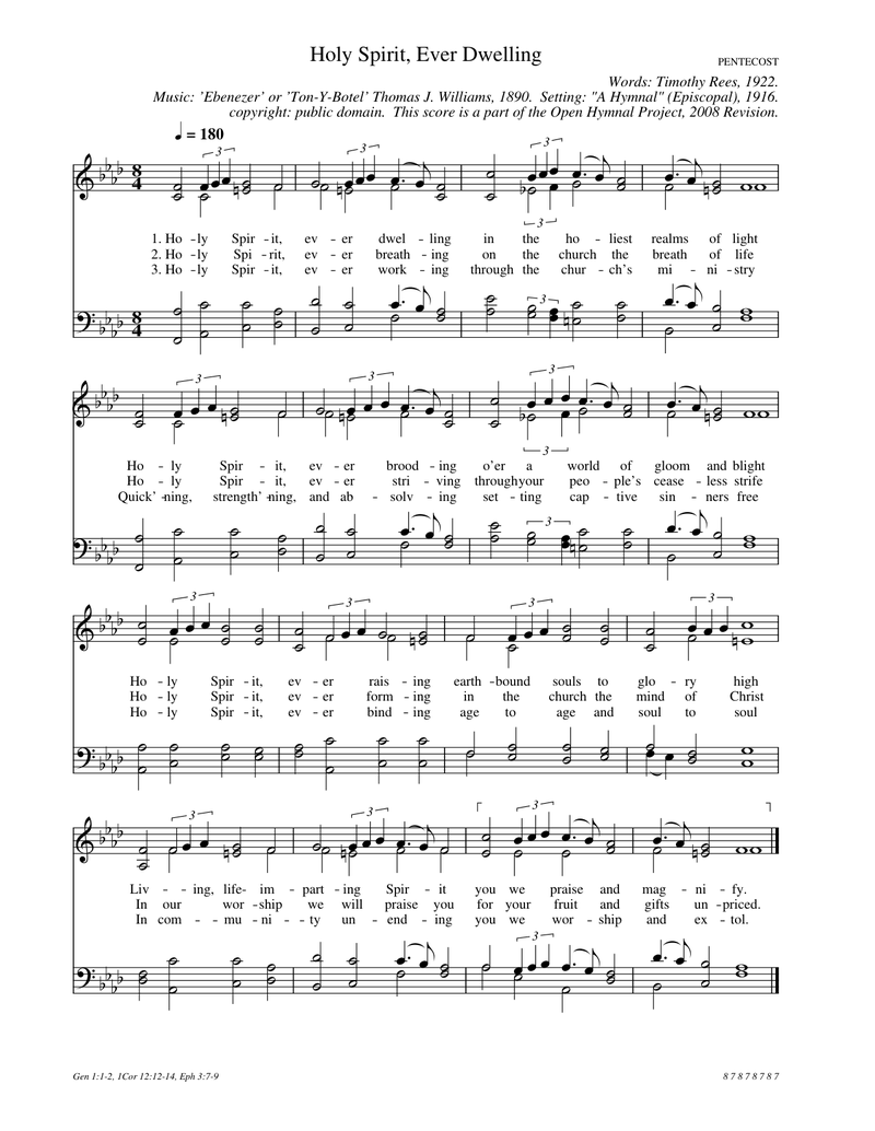 Holy Spirit, Ever Dwelling Piano Sheet Music Page 1 Free PDF