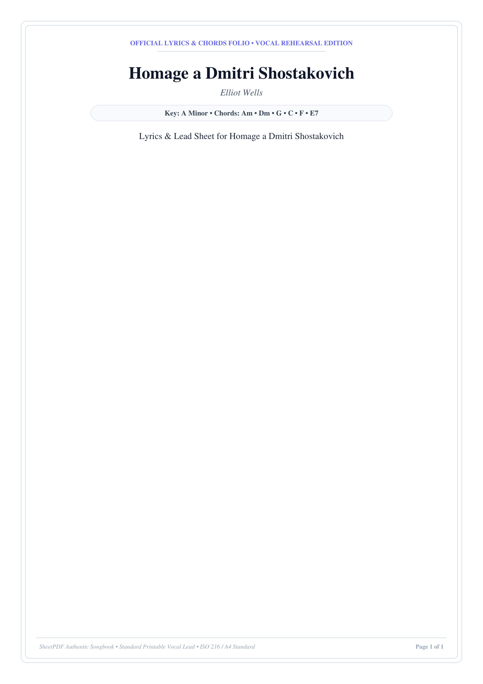 Homage a Dmitri Shostakovich Piano Sheet Music Page 1 Free PDF
